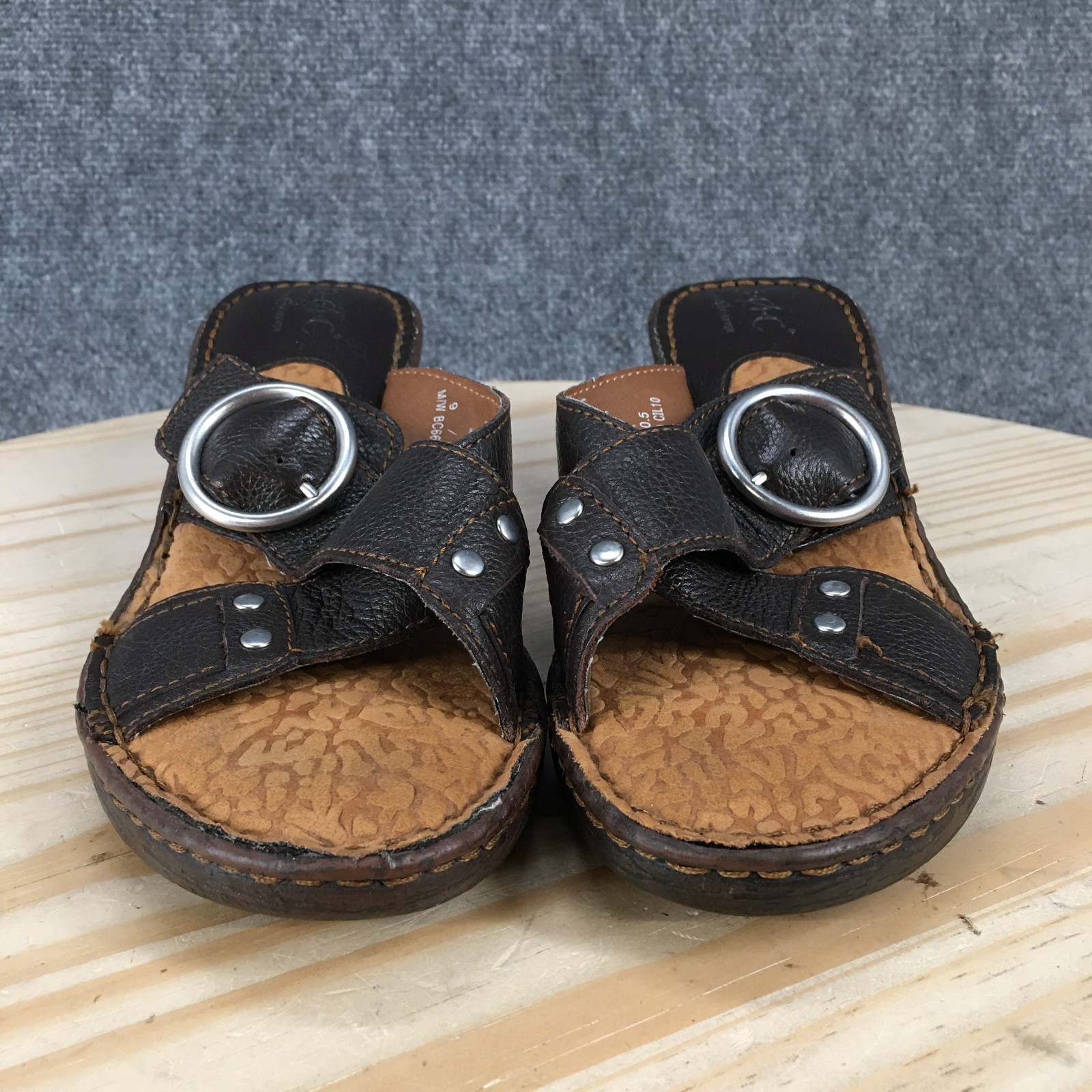 BOC Born Concepts Sandals Womens 9 M Slide Brown Slip On Wedge Heels BC6670