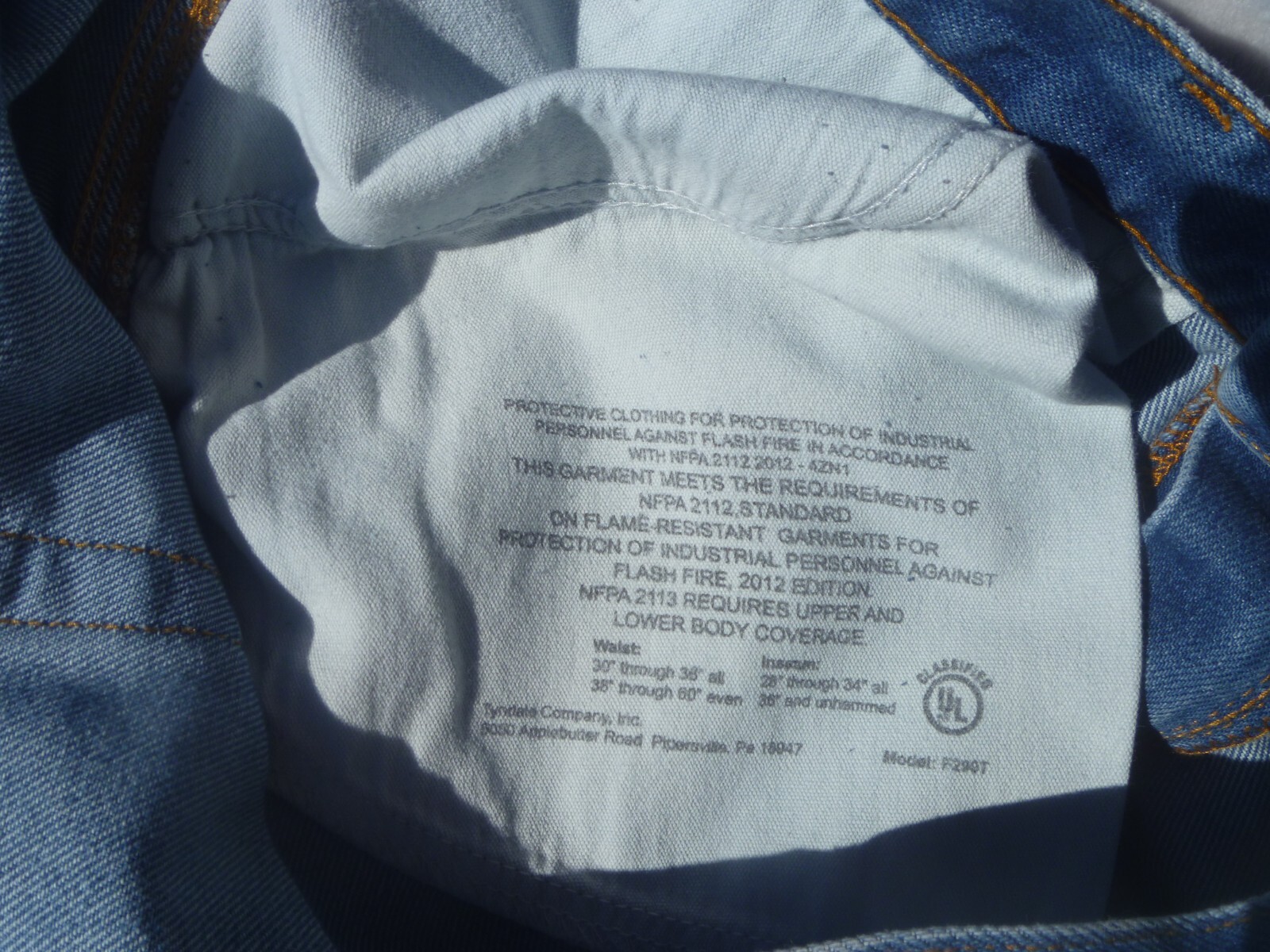 Tyndale FR Jeans Mens 36×32 Flame Resistant Relaxed F290T Blue Denim Made in USA