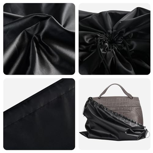 10 Pack Purse Dust Bags Large Silk Drawstring Dust Black-10pcs M-19.6 × 15.7 in