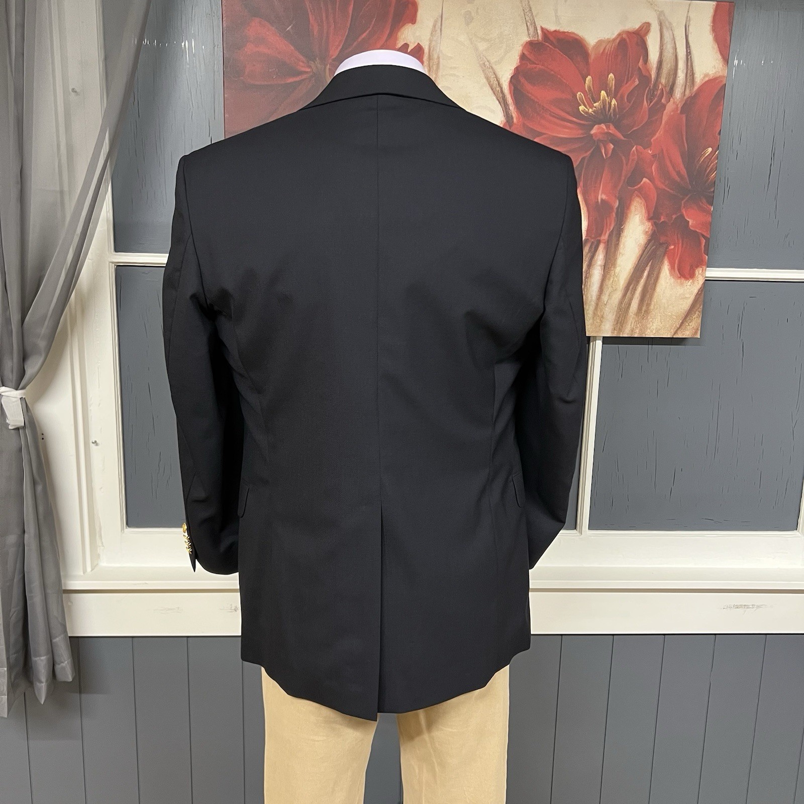 Vintage Nordstrom (*Altered) Blazer Golden Buttons Jacket Mens 40R Wool Navy