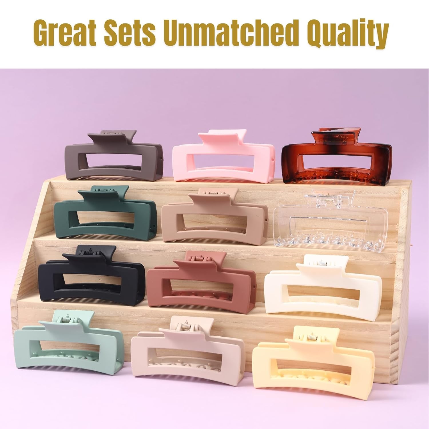 12 Pcs Large Square Hair Claw Clips for Women, 4.3-Inch Matte Multicolor 1