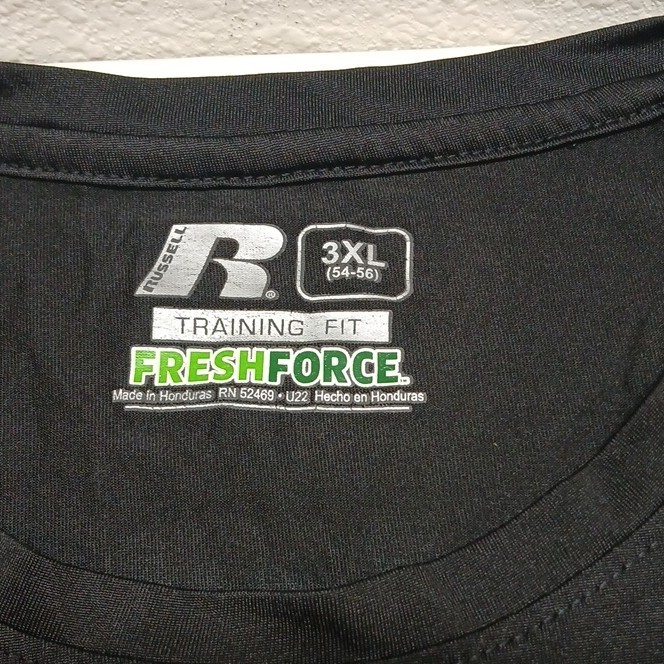 Russell Dri-Power 360 FreshForce Training Fit Crew Neck T-Shirt Black 3XL