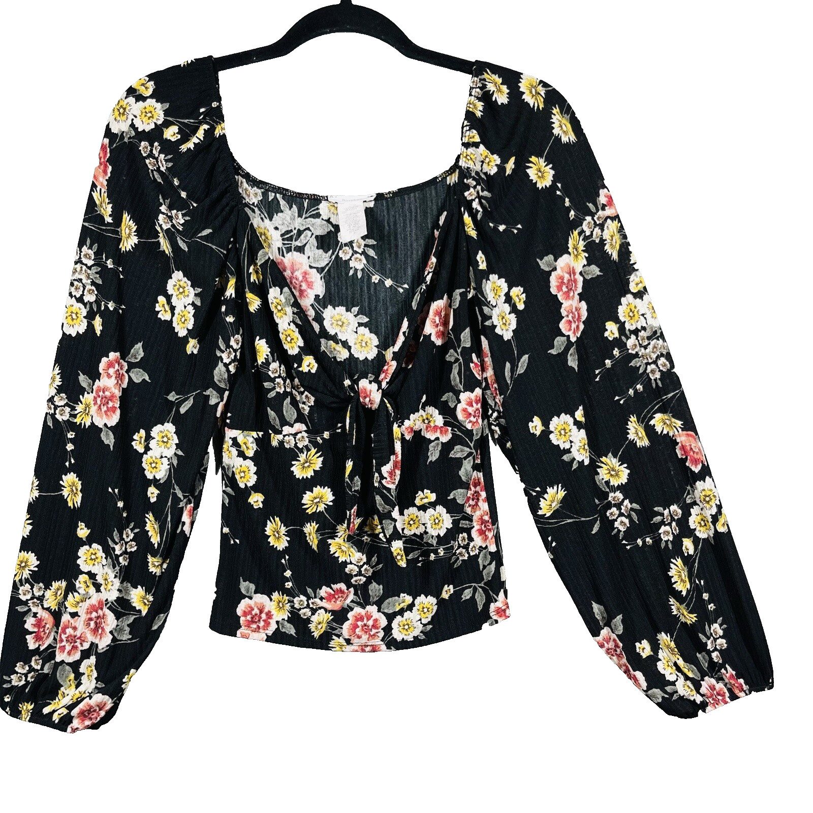 Womens Floral Top Size S Puff Sleeves Boho Cottage Prairie Milkmaid Festival