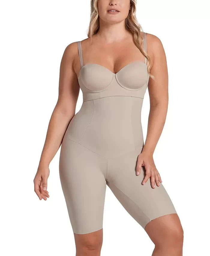 Leonisa Womens Extra High Waisted Firm Shaper Shorts Size S Beige