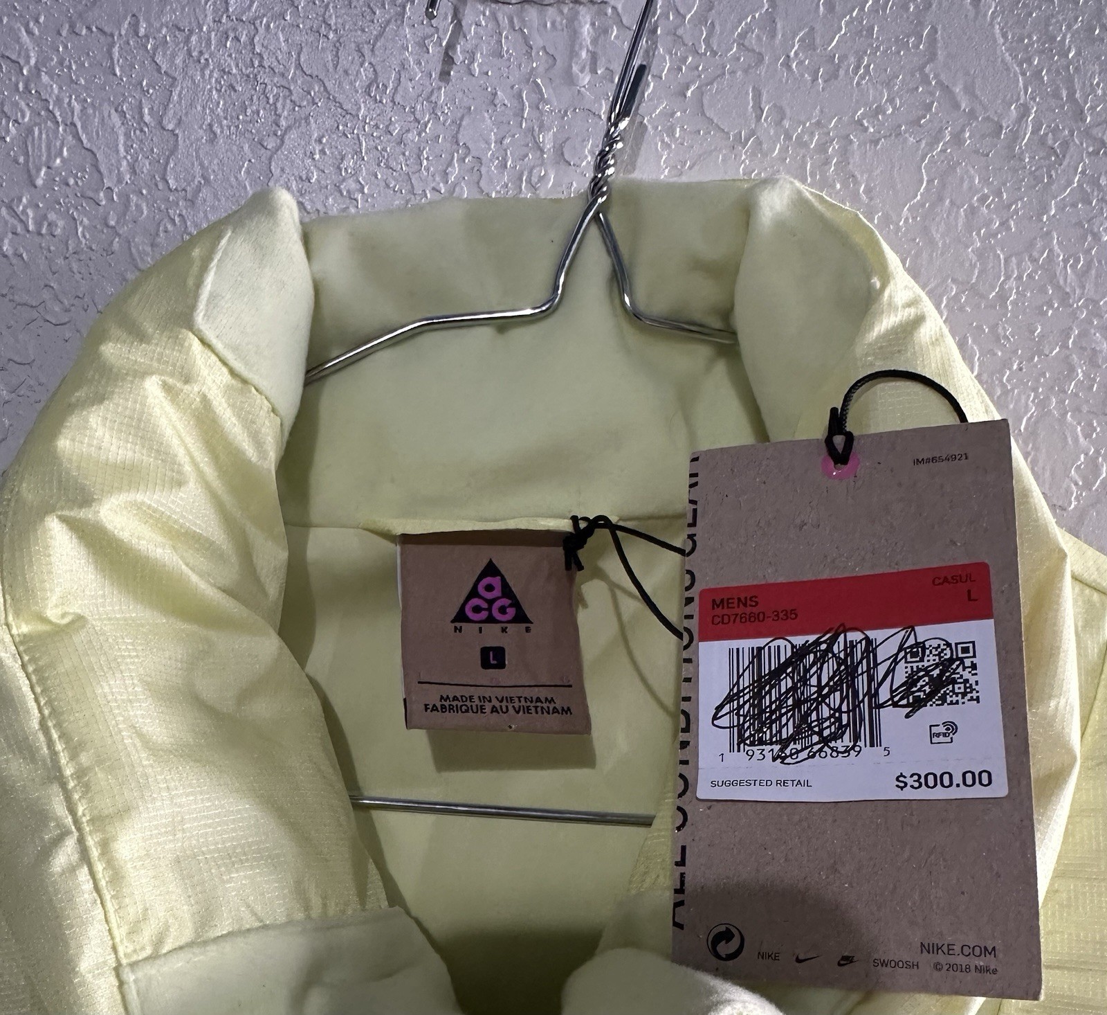 New Nike ACG Down Fill Jacket Puffer GORE TEX Yellow CD7660-335 Men’s Large