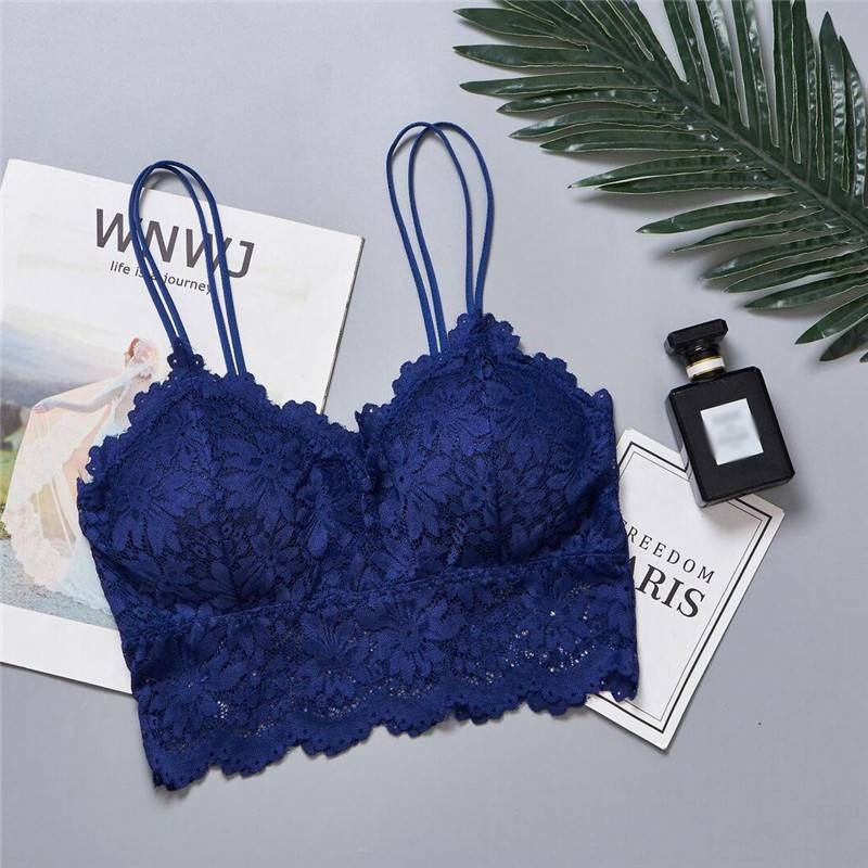 Floral Bralette Top Padded Lace Tank A Bustier Cami Vest Women Backless Crop Bra