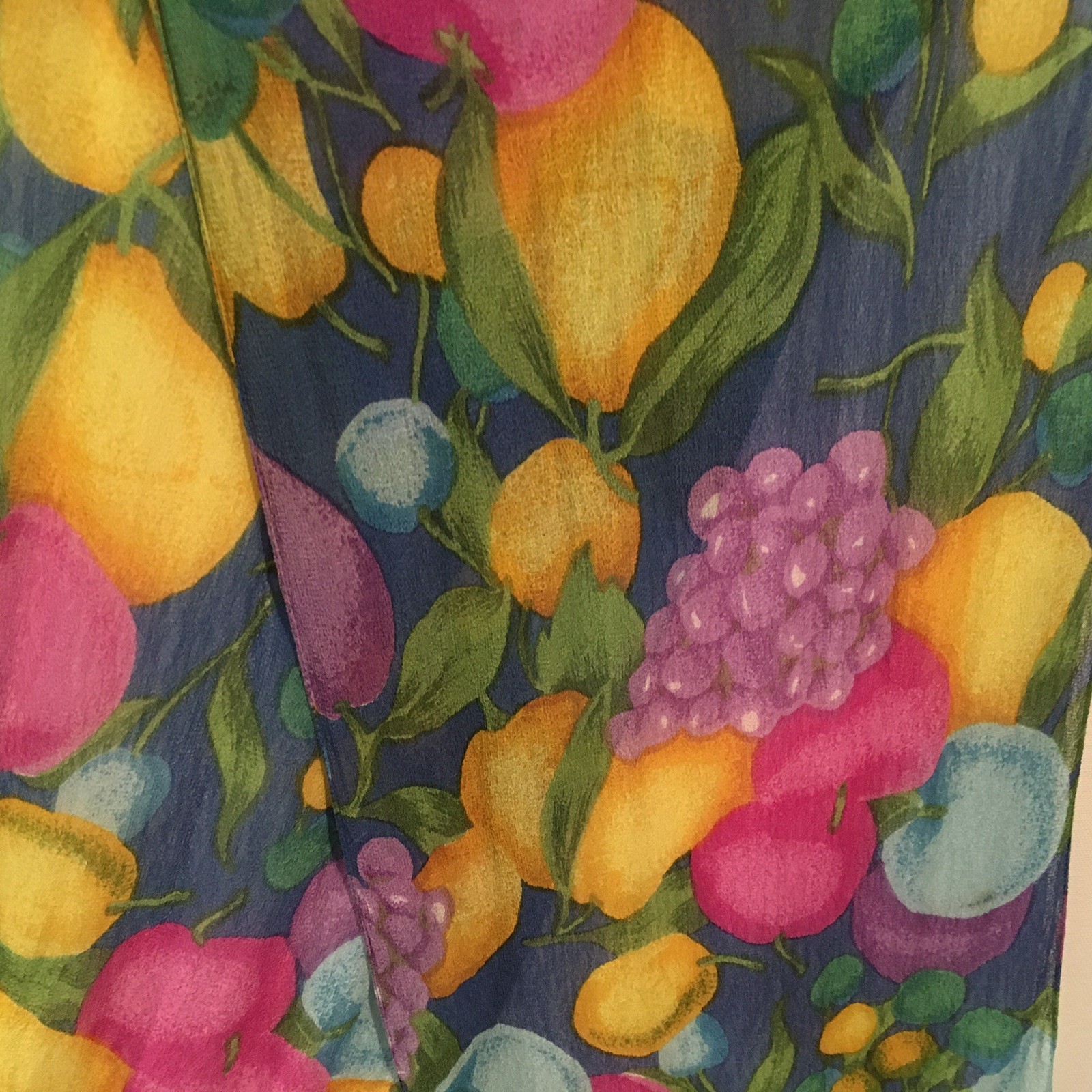 Barr & Beards Multi Colored Rayon Scarf, Fruit & Florals 58” X 11” Rayon Chiffon