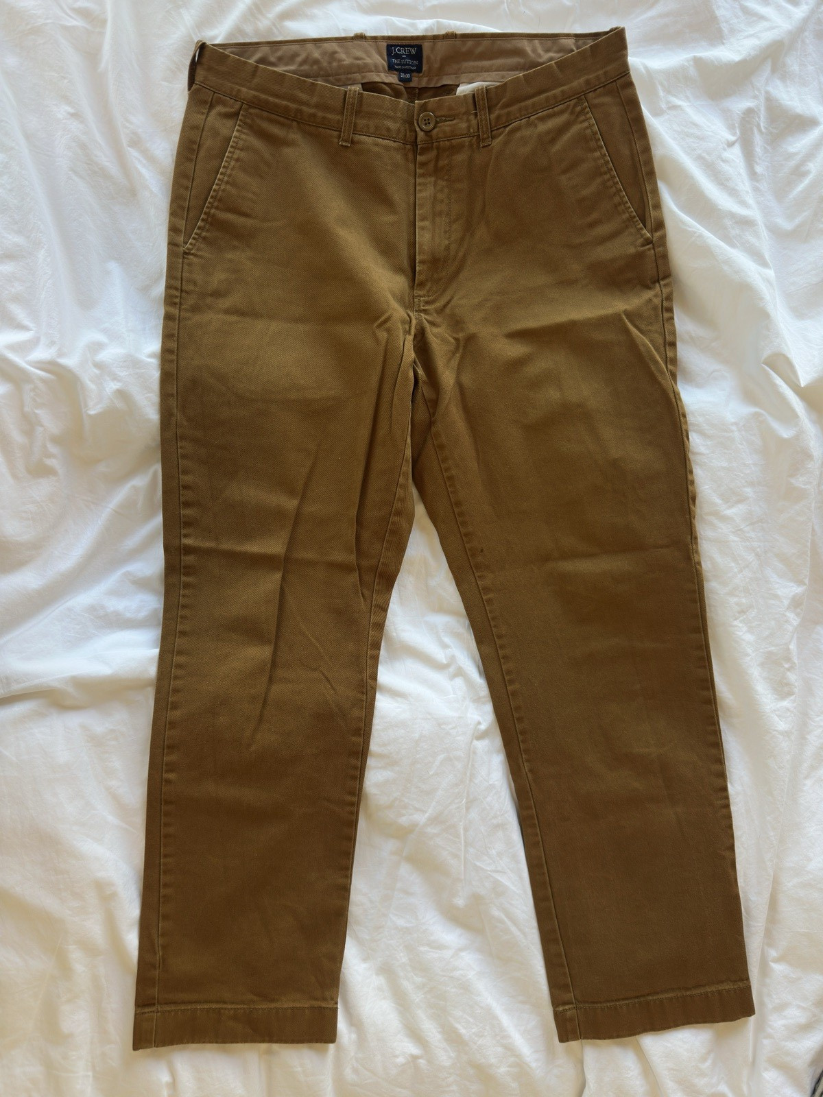J.Crew The Sutton Chino Pants Mens 32×30 Brown Khaki Cotton Slim Straight Twill