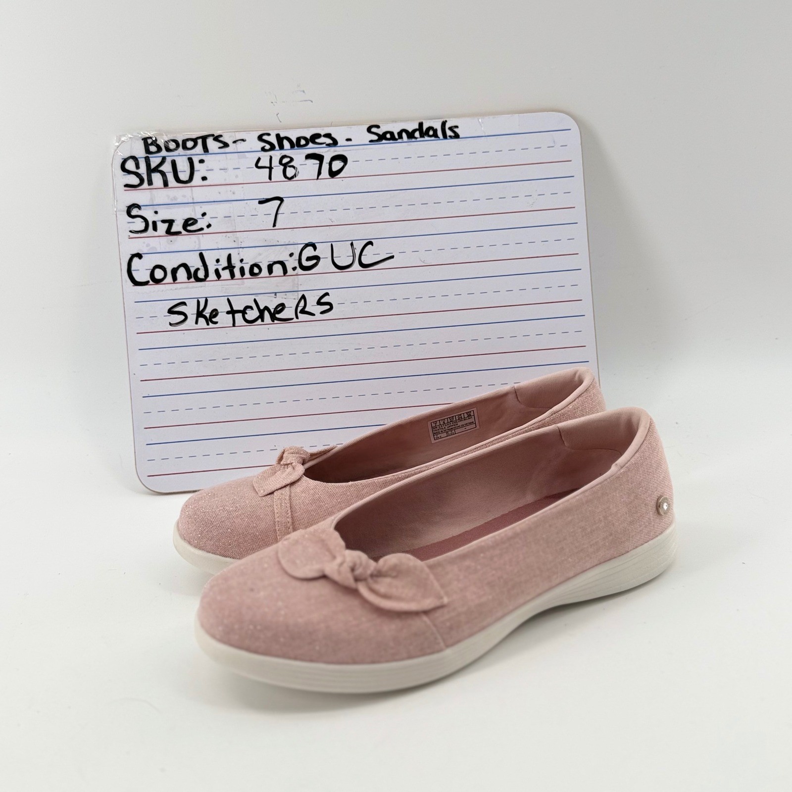 Skechers 7 On The Go Dreamy Slip On Ballet Flats Upscale Afterglow Shimmer Bow