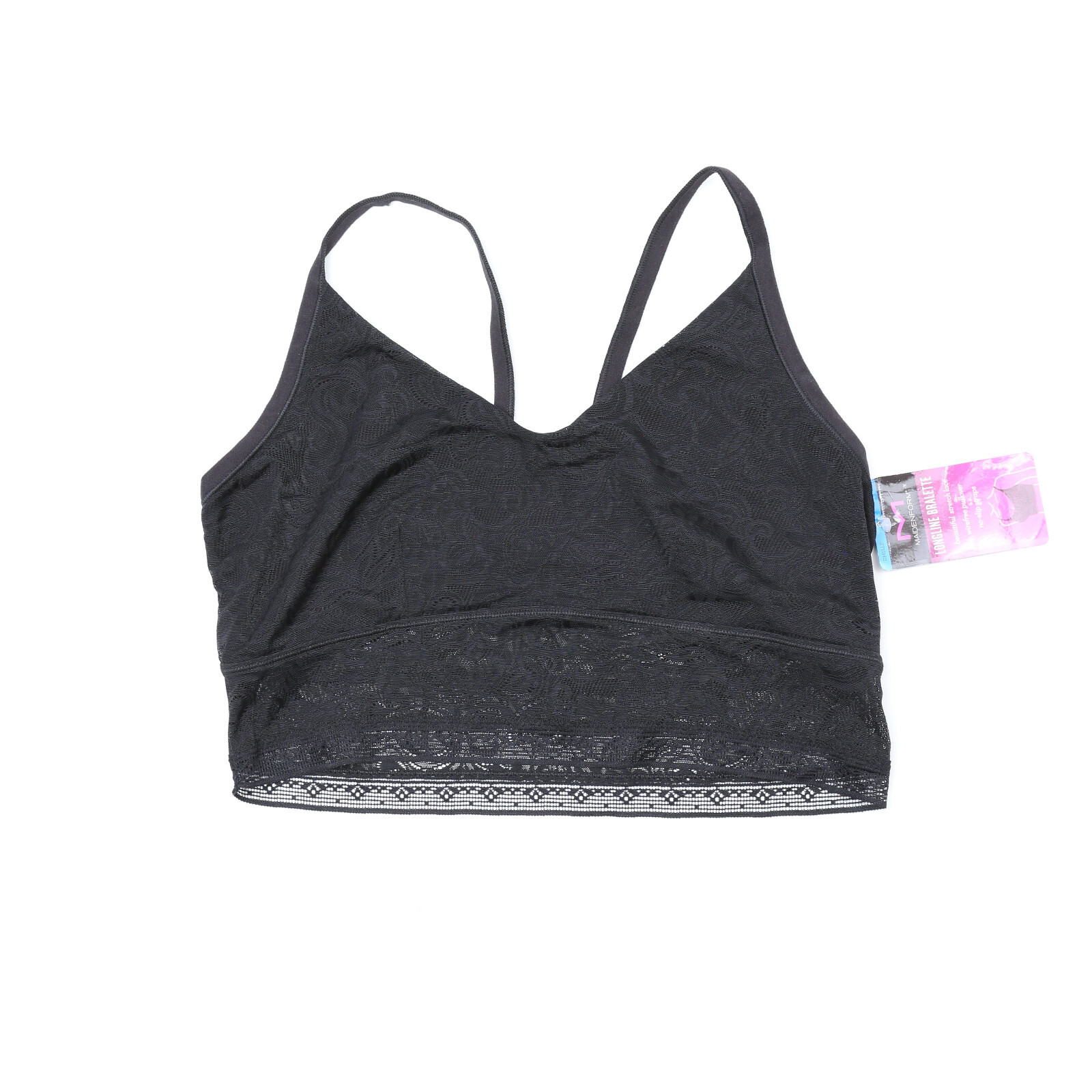 Maidenform All-Over Lace Longline Bralette Black XL 1846