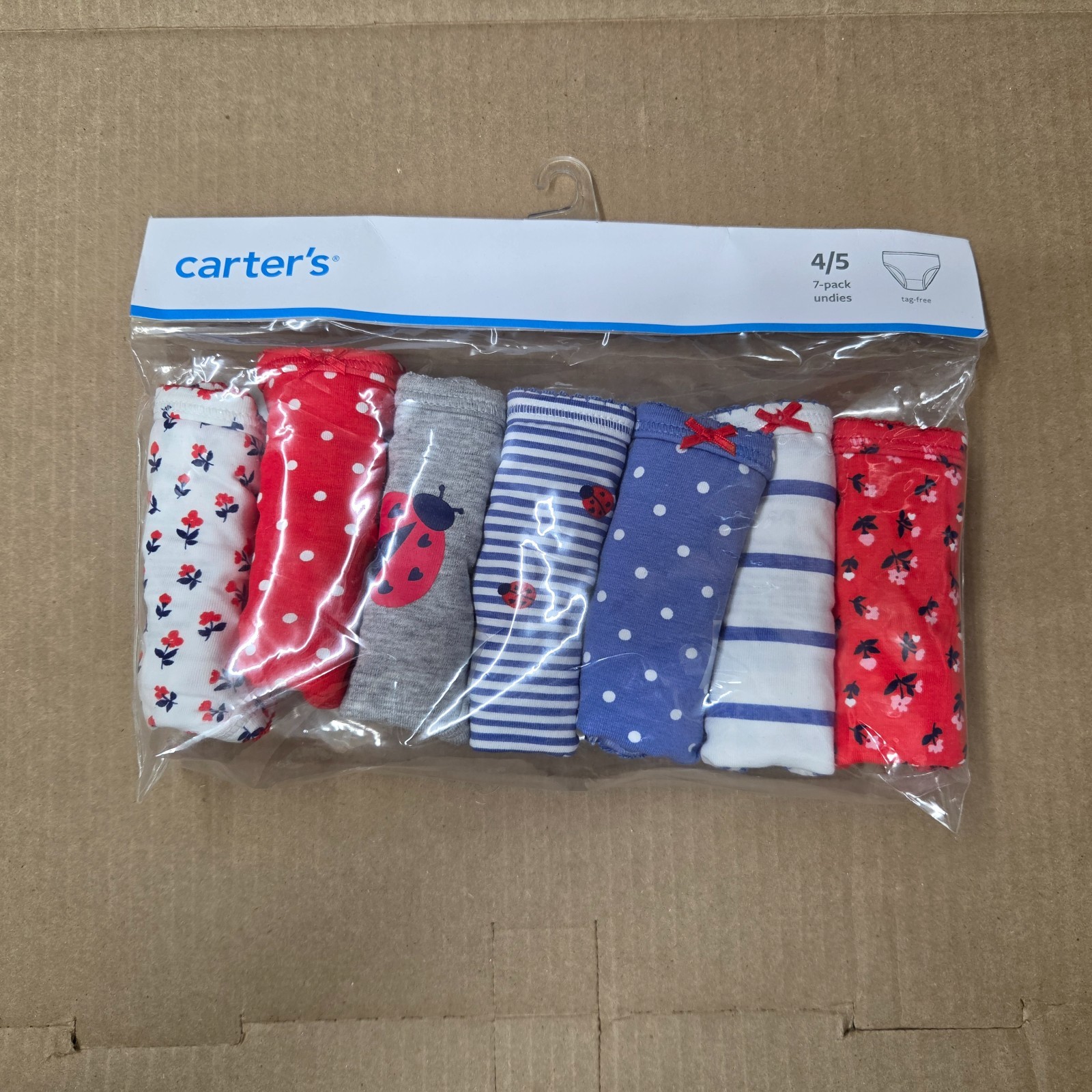Carter’s Girls 7-Pack Stretch Cotton Undies 4-5, 6/6X, 10-12, 14 NWT