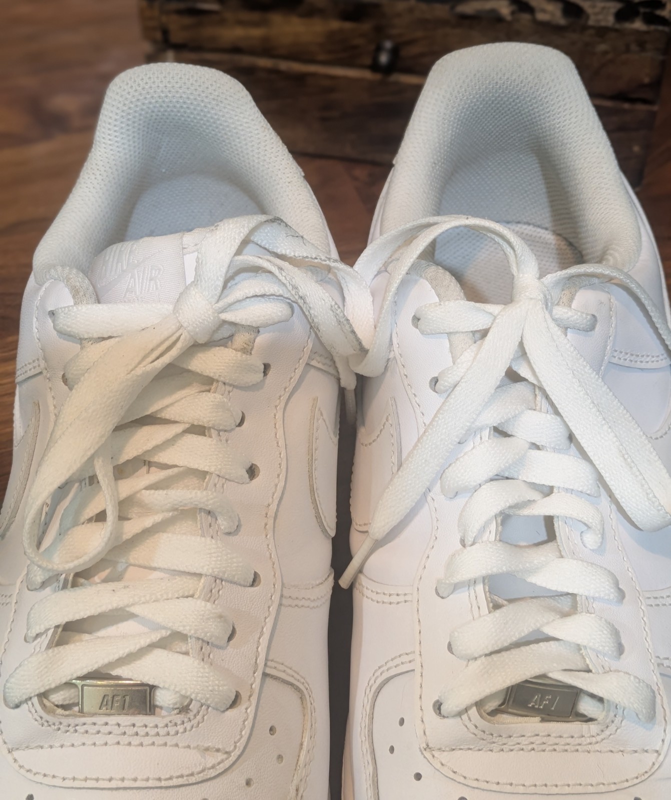 Nike Air Force 1 White Men’s Low Top Leather Athletic Sneakers