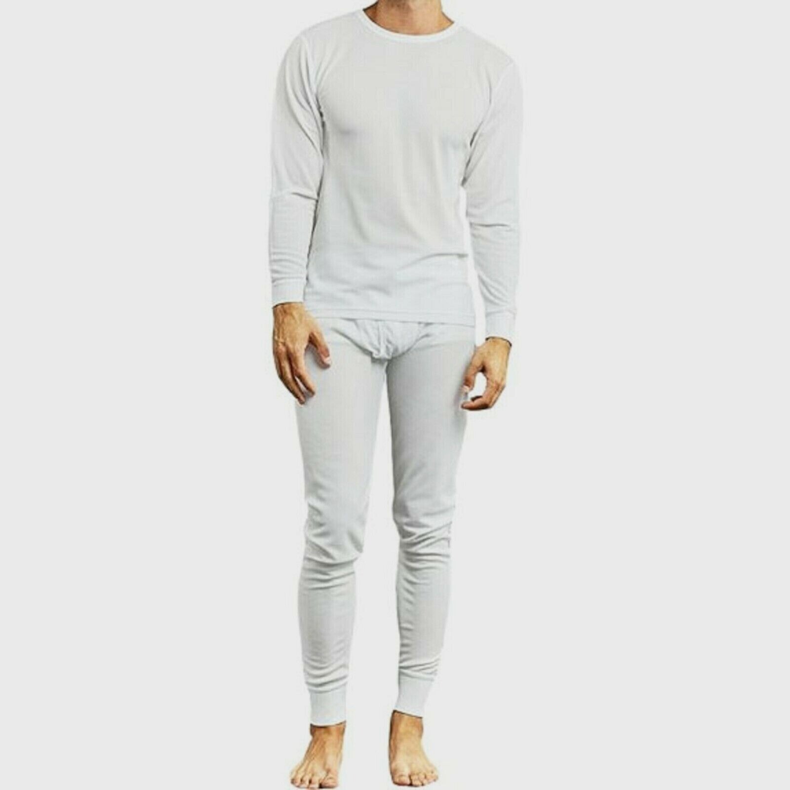 Men’s 2 Piece Long Johns Thermal Underwear Set Dark White 42-44 Extra Large