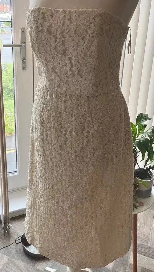 Ted Baker cream lace midi occasion dress bridal wedding pencil Langley 3 12 £229
