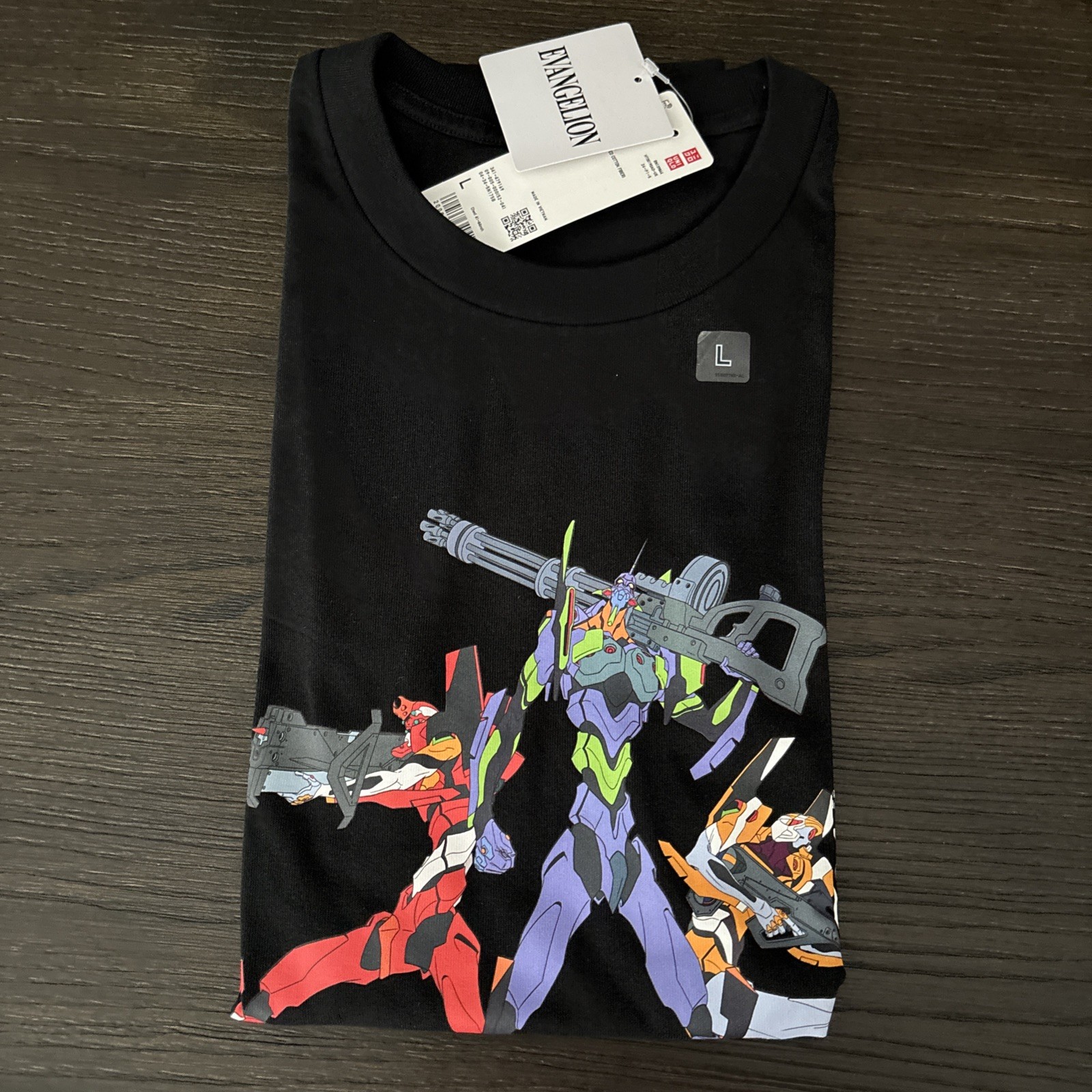 UNIQLO NEON GENESIS EVANGELION BLACK TSHIRT SIZE LARGE NWT (REI ASUKA SHINJI)