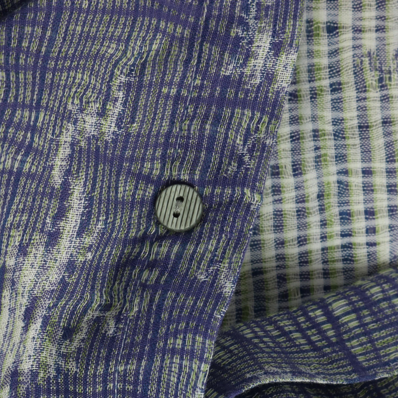 JHANE BARNES BLUE NEON GREEN LIGHTNING KNIT BUTTON DOWN CLASSIC FIT SHIRT M