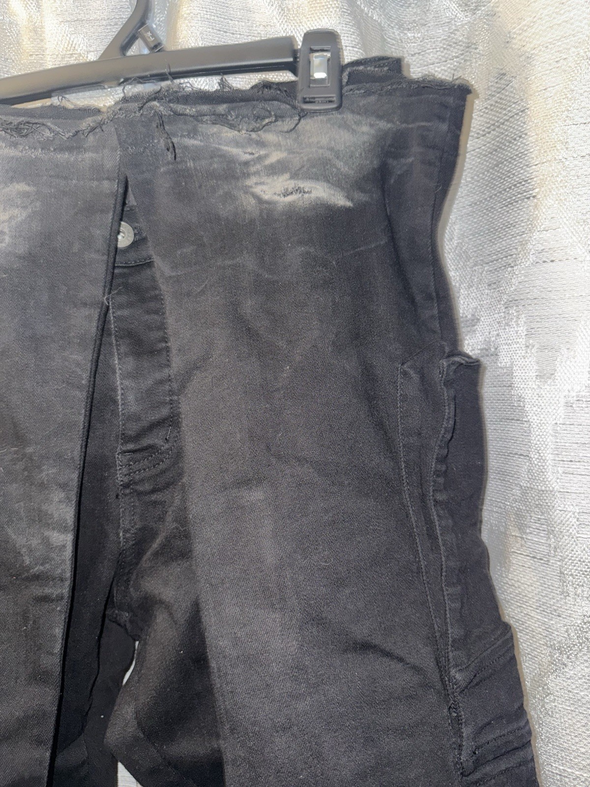 Valabasas Black Cargo Jeans Size 34 | Multi Pocket Designer Denim | Frayed Hem
