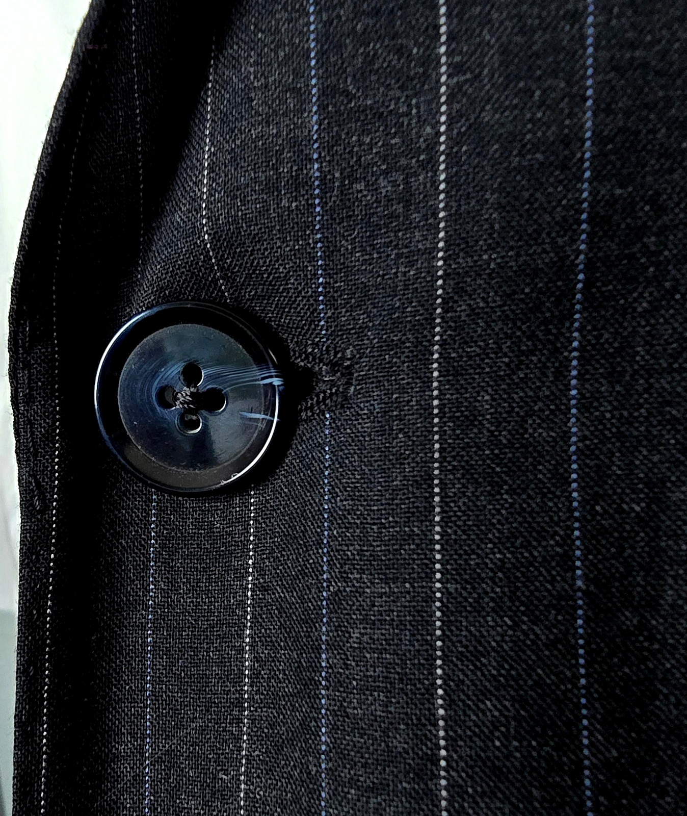 Samuelsohn SB Austin Cashmere & Super 120’s Wool Sport Coat Black Pinstriped 46R