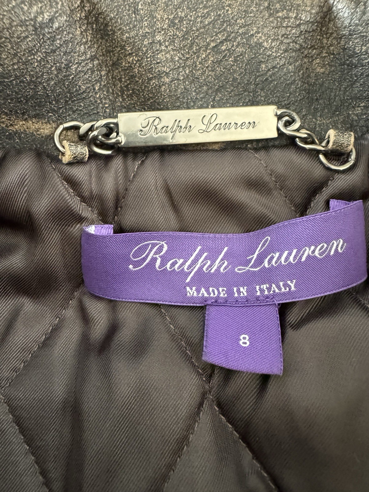 polo ralph lauren purple label 100% calf skin leather moto jacket womens size 8