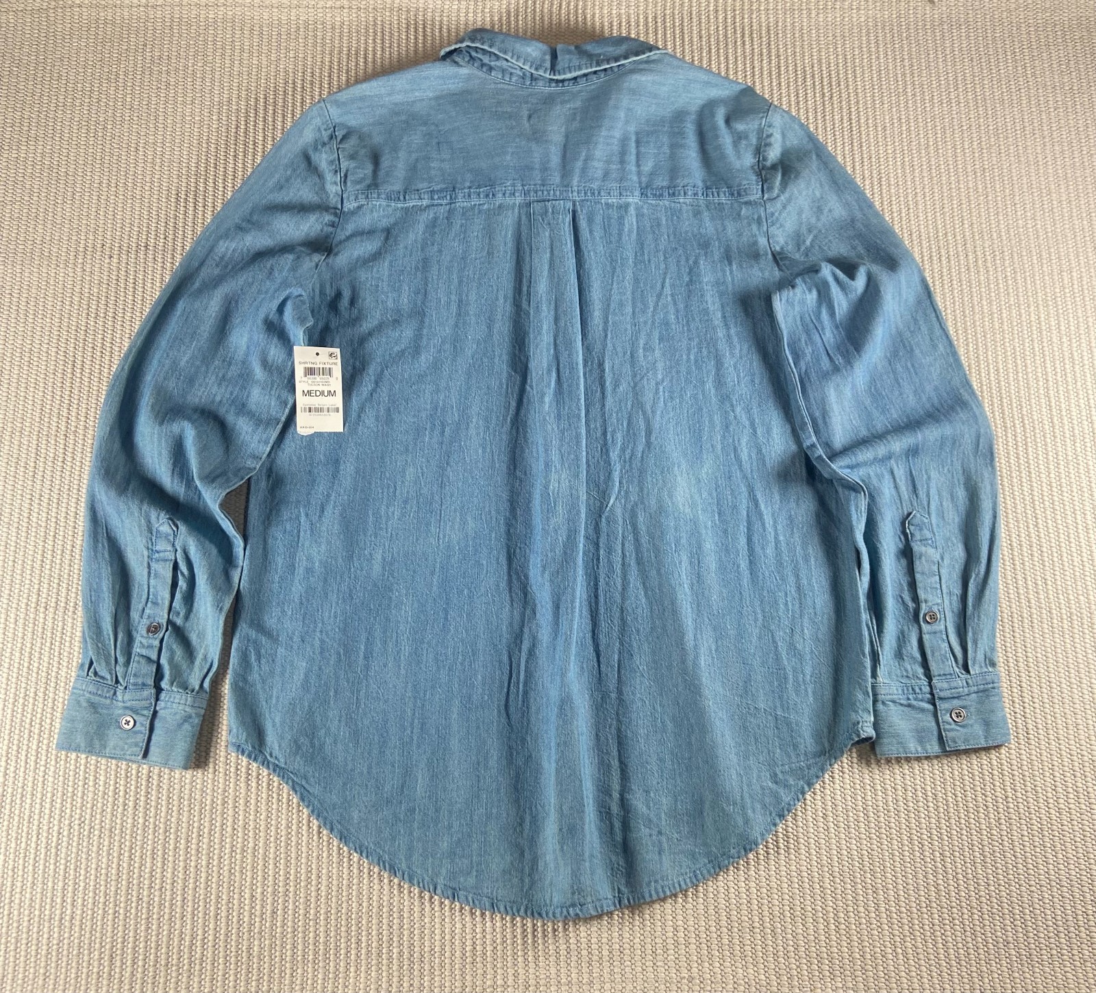 Style & Co Women’s 100% Cotton Chambray Button Down Shirt Blue Long Sleeve Mediu