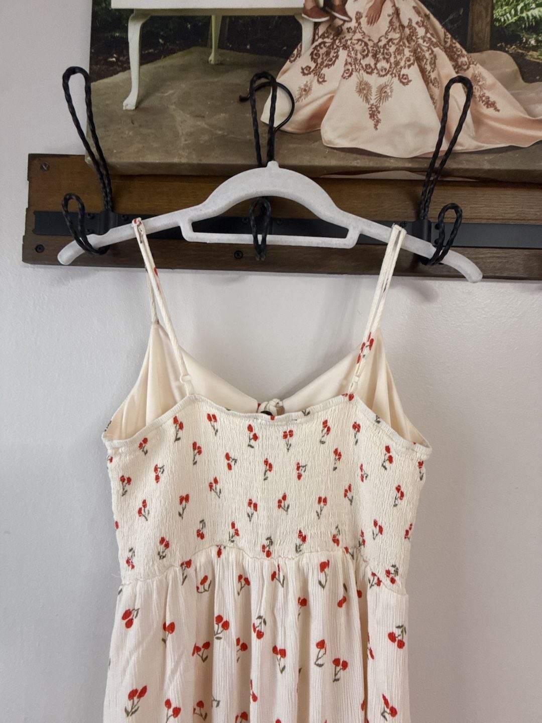 Hesperus Cherry Print Tie Front Cami Midi Dress with Side Slit