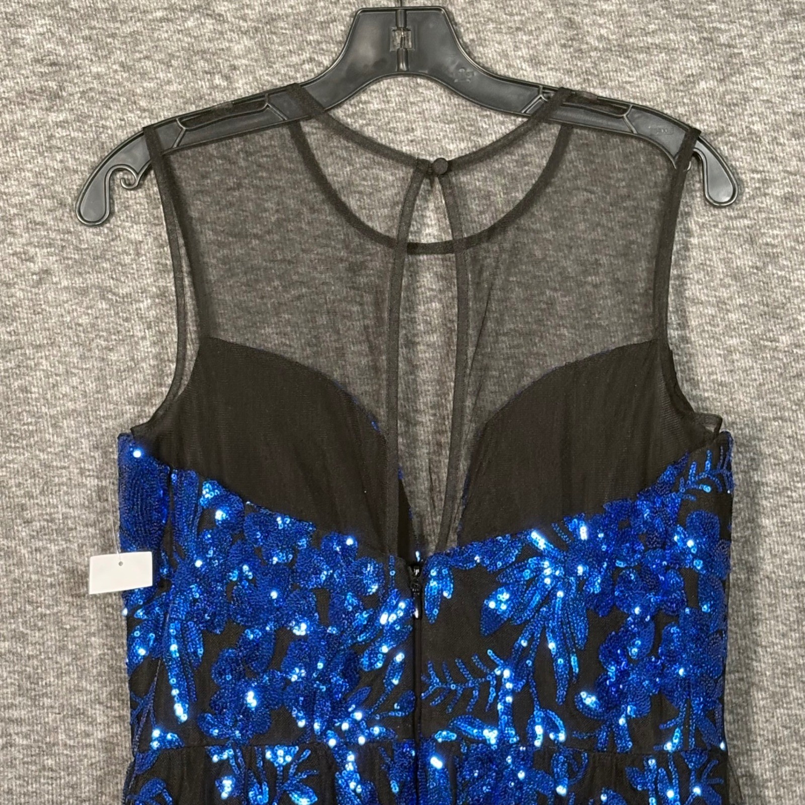 Dress The Population Eleanor Electric Blue Sequin Floral Maxi Gown Womens Large