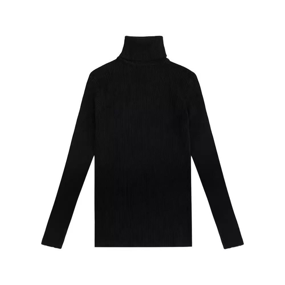 Slim-fit Solid-color Pullover Form-fitting Turtleneck Sweater