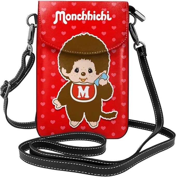 Monchhichi smartphone pouch shoulder bag, crossbody bag, 19cm*12.5cm*4cm
