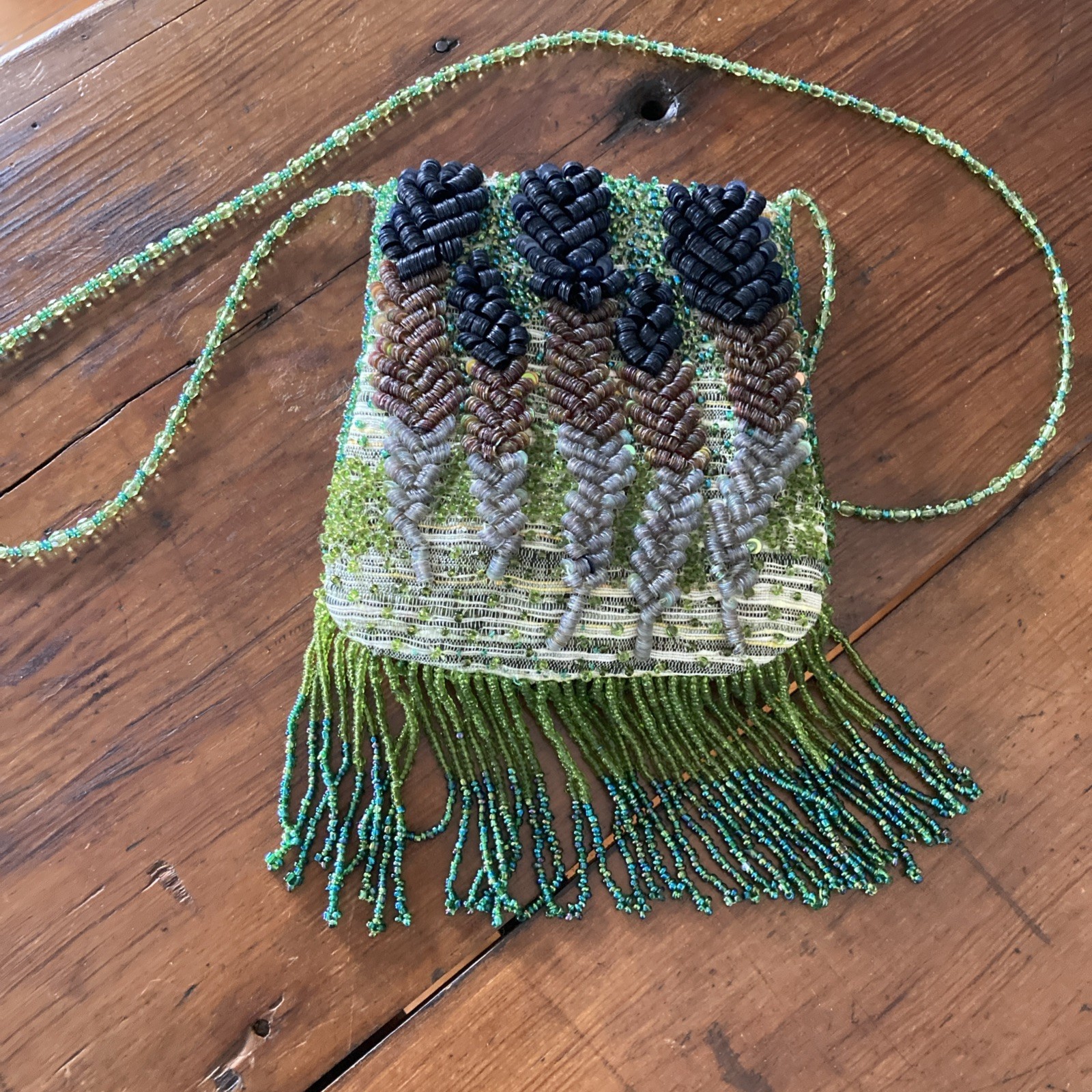 SANTI Artisan Beaded Petite Bag Excellent Condition 19” Drop 4.5 X 5 Inches