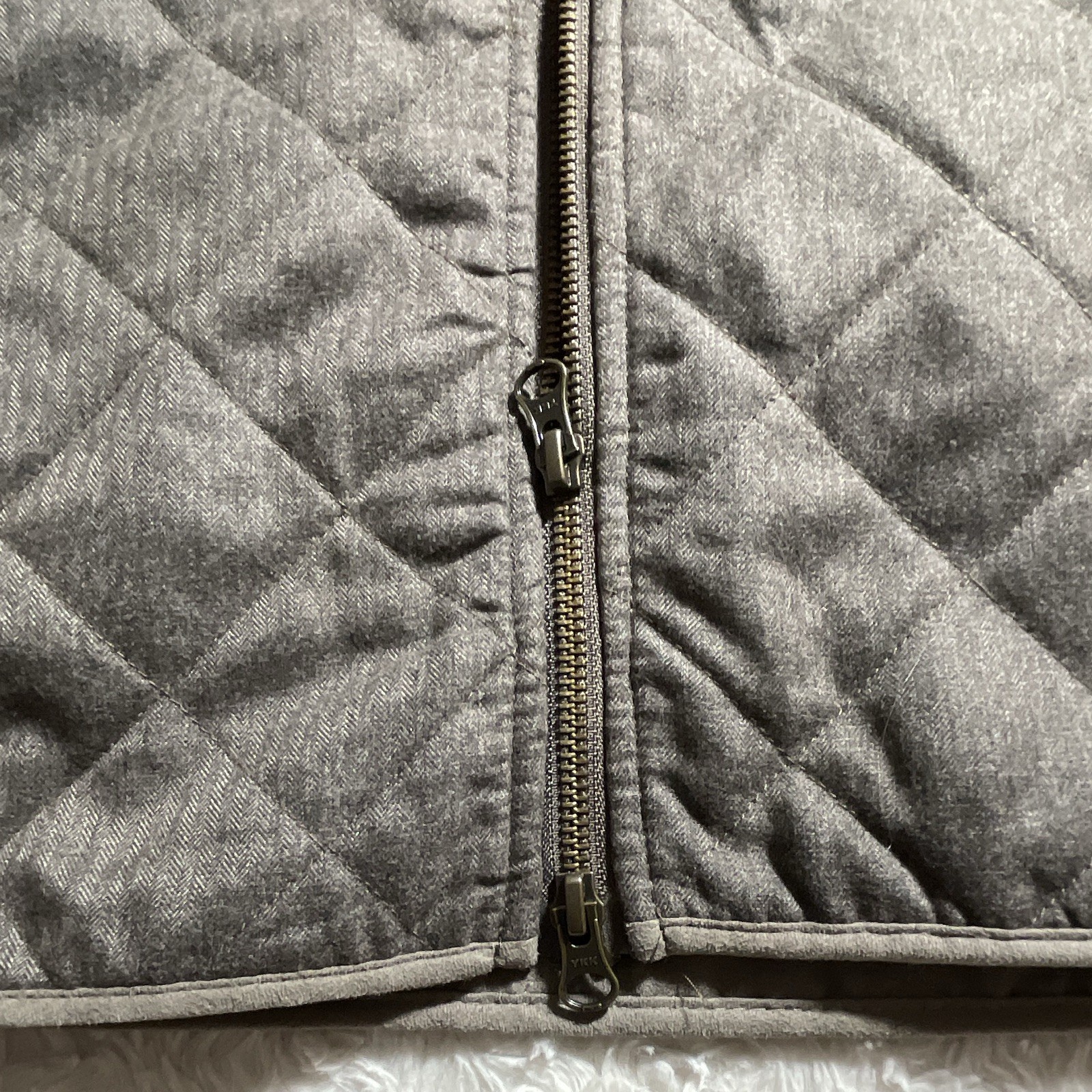Southern Marsh Men’s Gray Quilted Full Zip Vest Stand-Up Collar Pockets M
