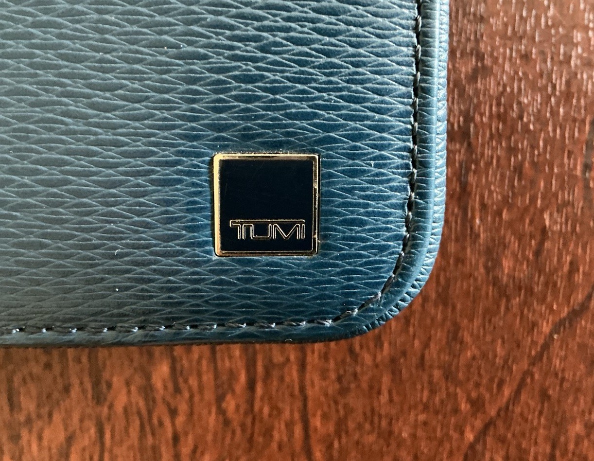 TUMI ~MONACO COLLECTION~ 8” TRAVEL/MULTI-PURPOSE WALLET ~ TEXURED LEATHER ~ BLUE