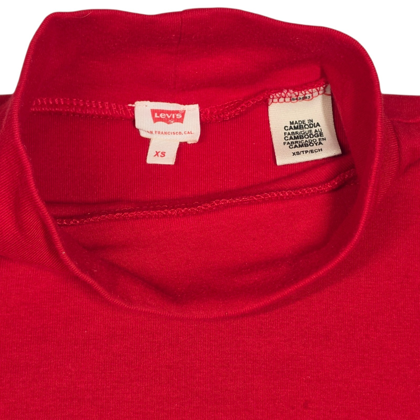 Levi’s Levi’s Women’s Red Mock Neck Crop Top XS Long Sleeve Stretch Shirt