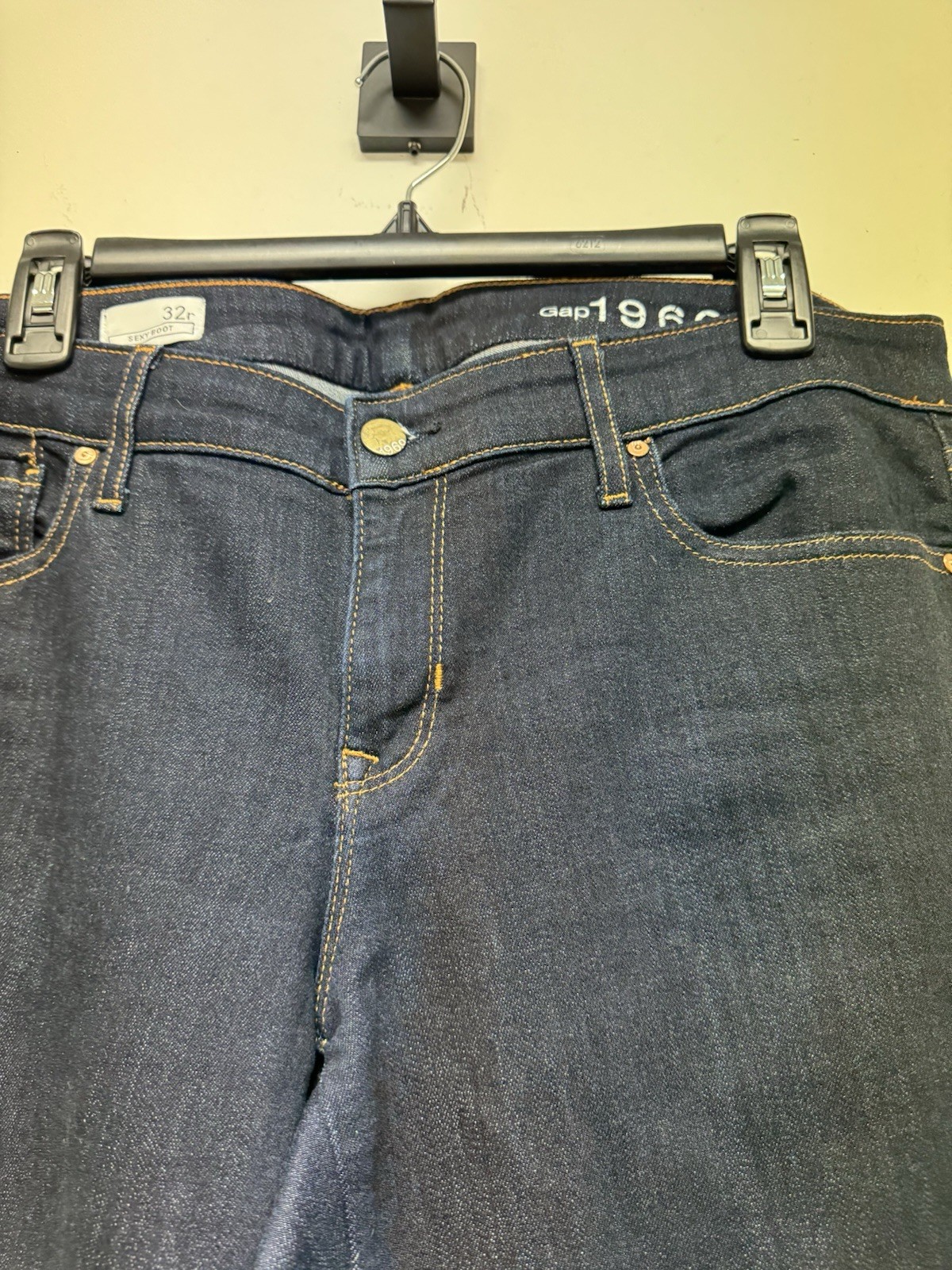 GAP women Bootcut Jeans 32R, Dark Wash Blue Denim Cotton Mid Rise 5-Pocket