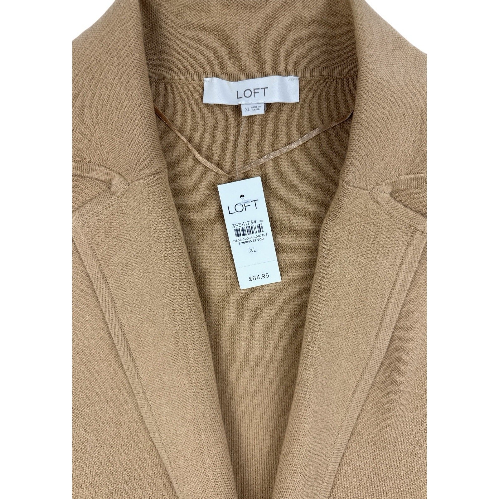 NEW Loft Pocket Cardigan Open Front Sweater Coatigan Camel Beige Womens XL
