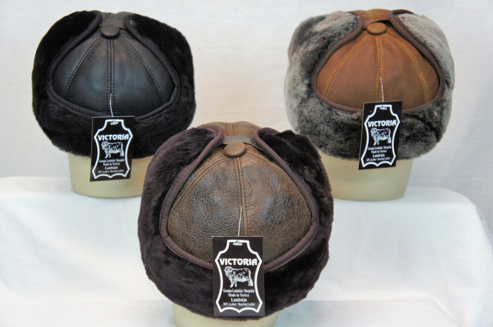 3 colors 100% REAL Sheepskin Shearling Leather Trapper Hunting Aviator Hat M-3XL