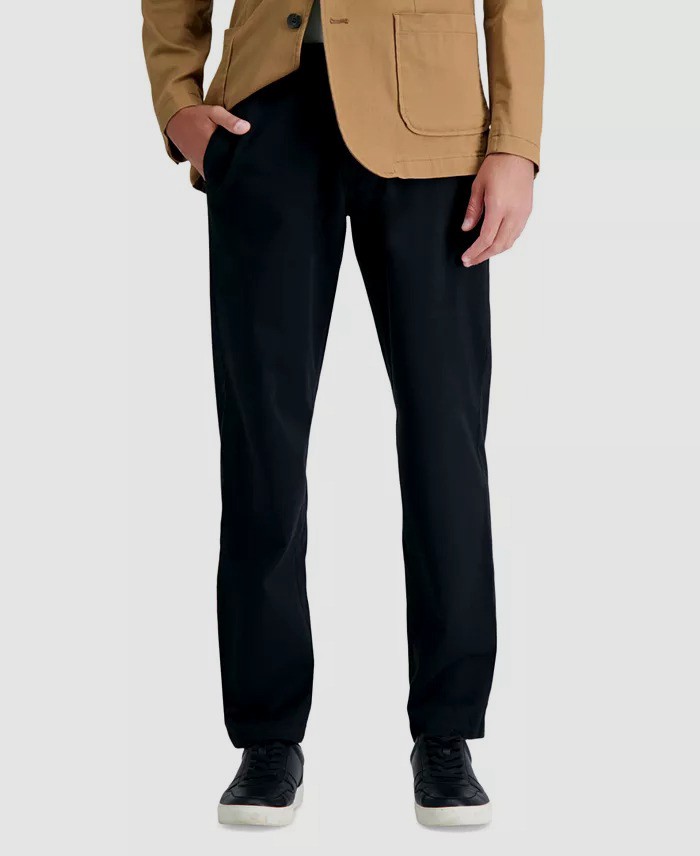 Haggar Men’s Black Life Khaki Straight-Fit Comfort Chino Pants Size 34W x 30L