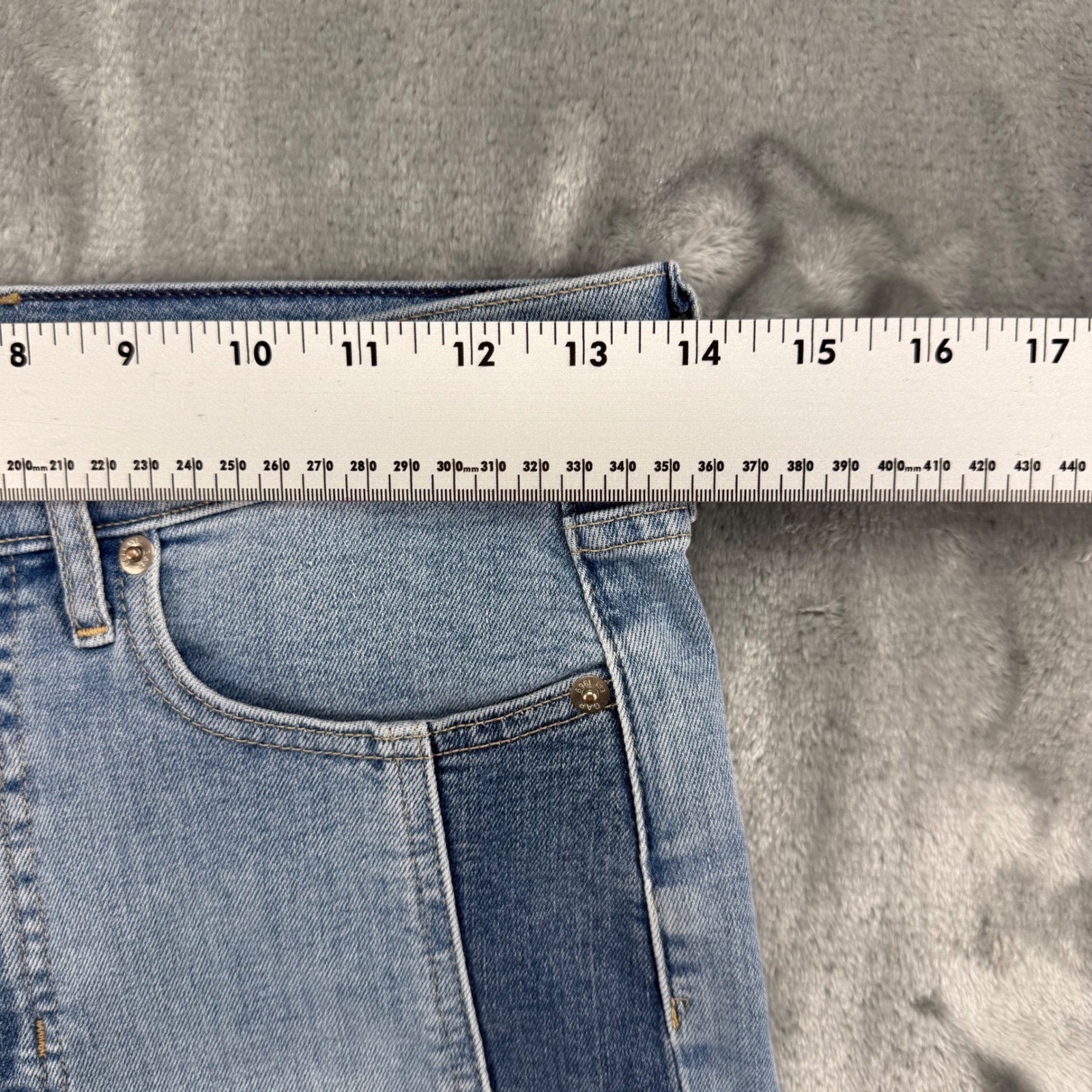 Gap Vintage Slim High Rise Two Tone Tuxedo Stripe Jeans Indigo 27/4 Tall Raw Hem