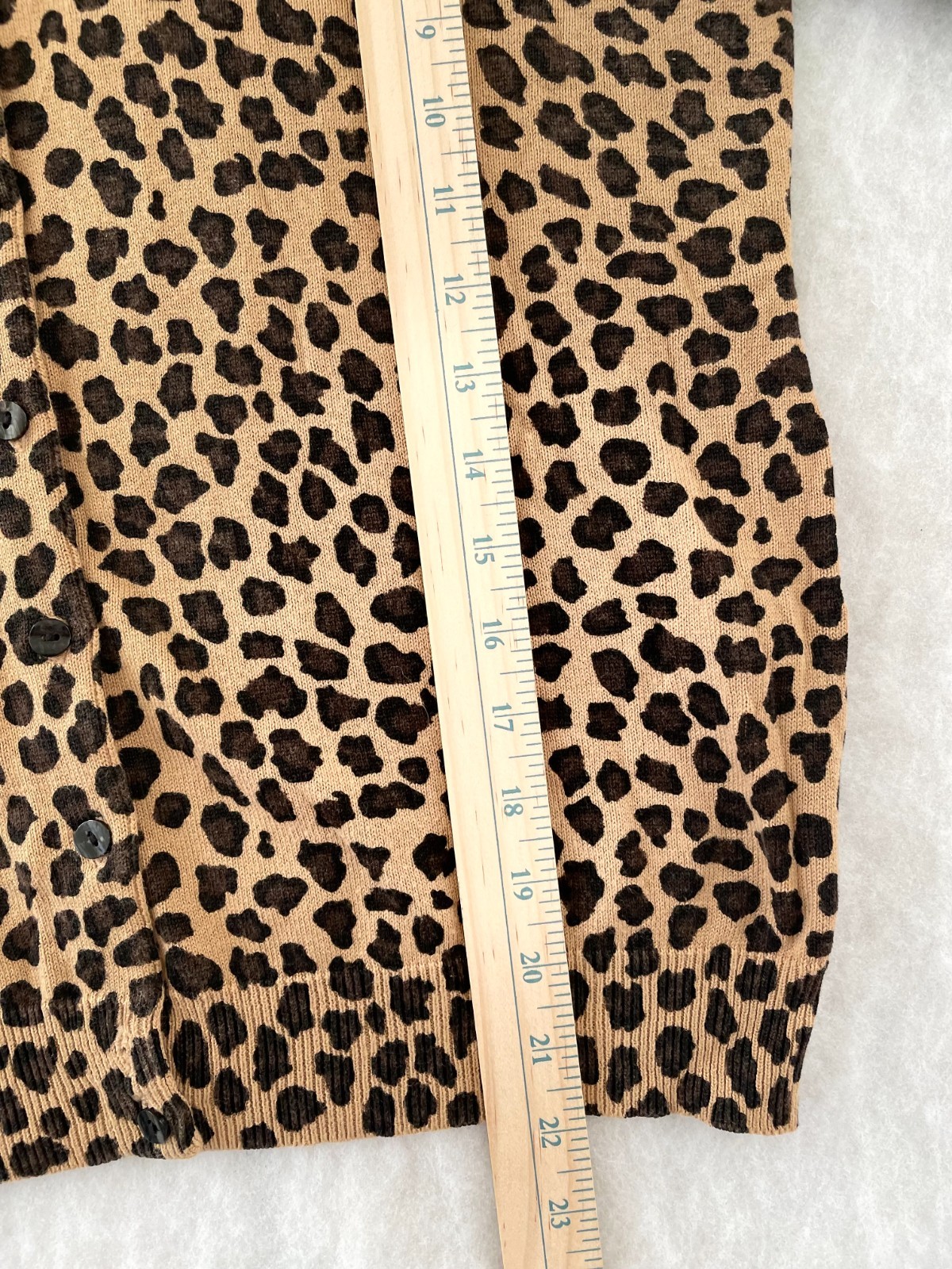 Casual Corner Annex Womens Camel Classic Leopard Print Cardigan Sweater Size L