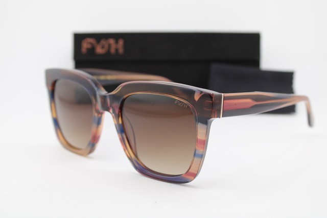 NEW FYSH 2126 S414 BROWN PINK BLUE HORN AUTHENTIC SUNGLASSES 52-21