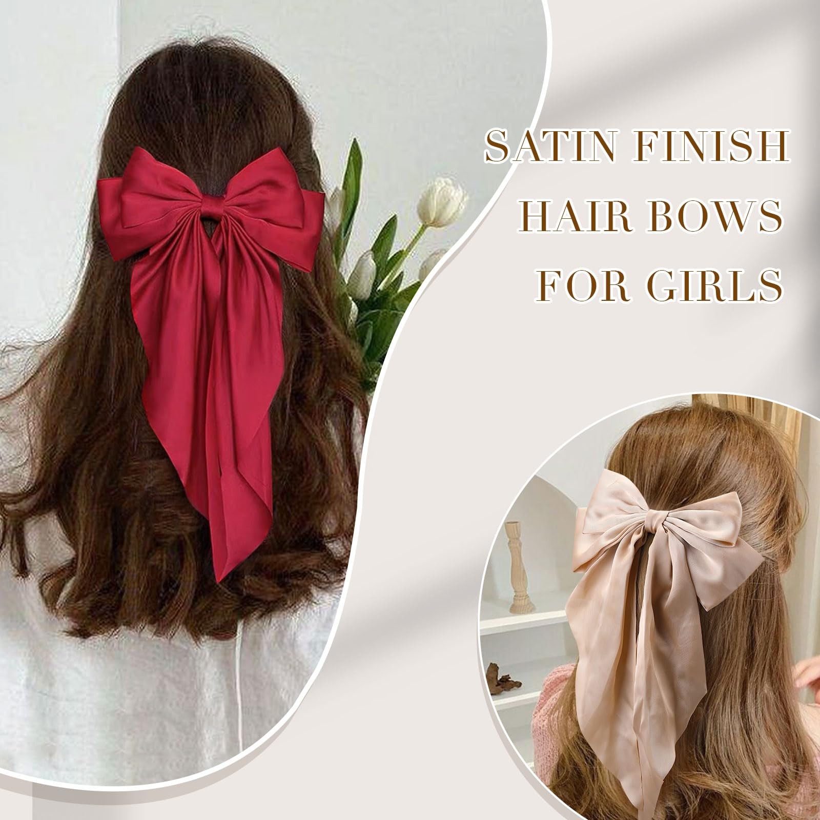 10 PCS Large Hair Ribbon Barrettes with 10 Count (Pack of 1), 10 Colors A