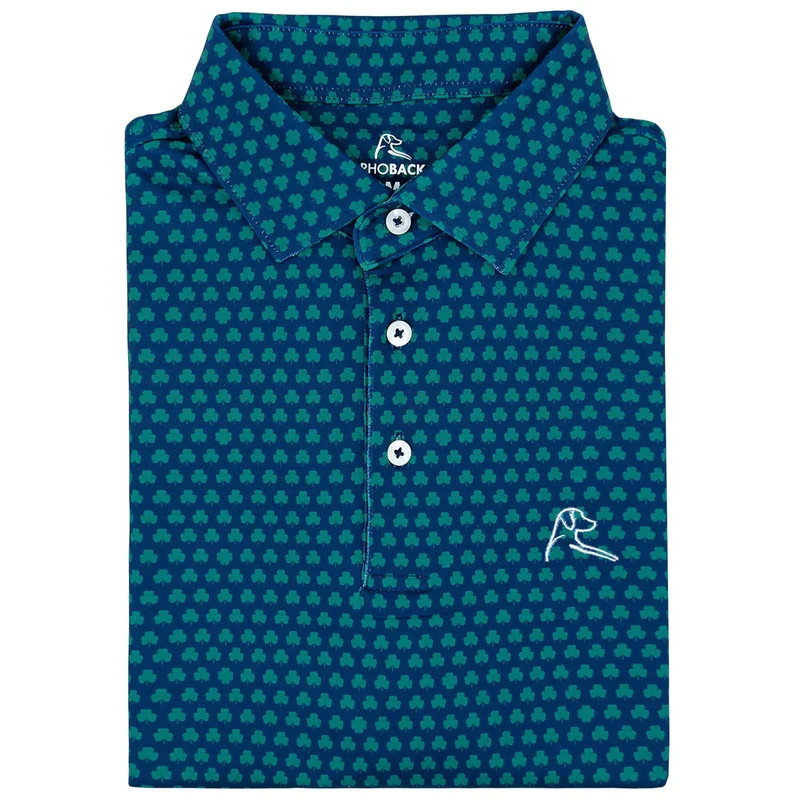 SALE🛍️ Rhoback Four Leaf Polo Men Admiral Navy Breathable, Moisture-wicking