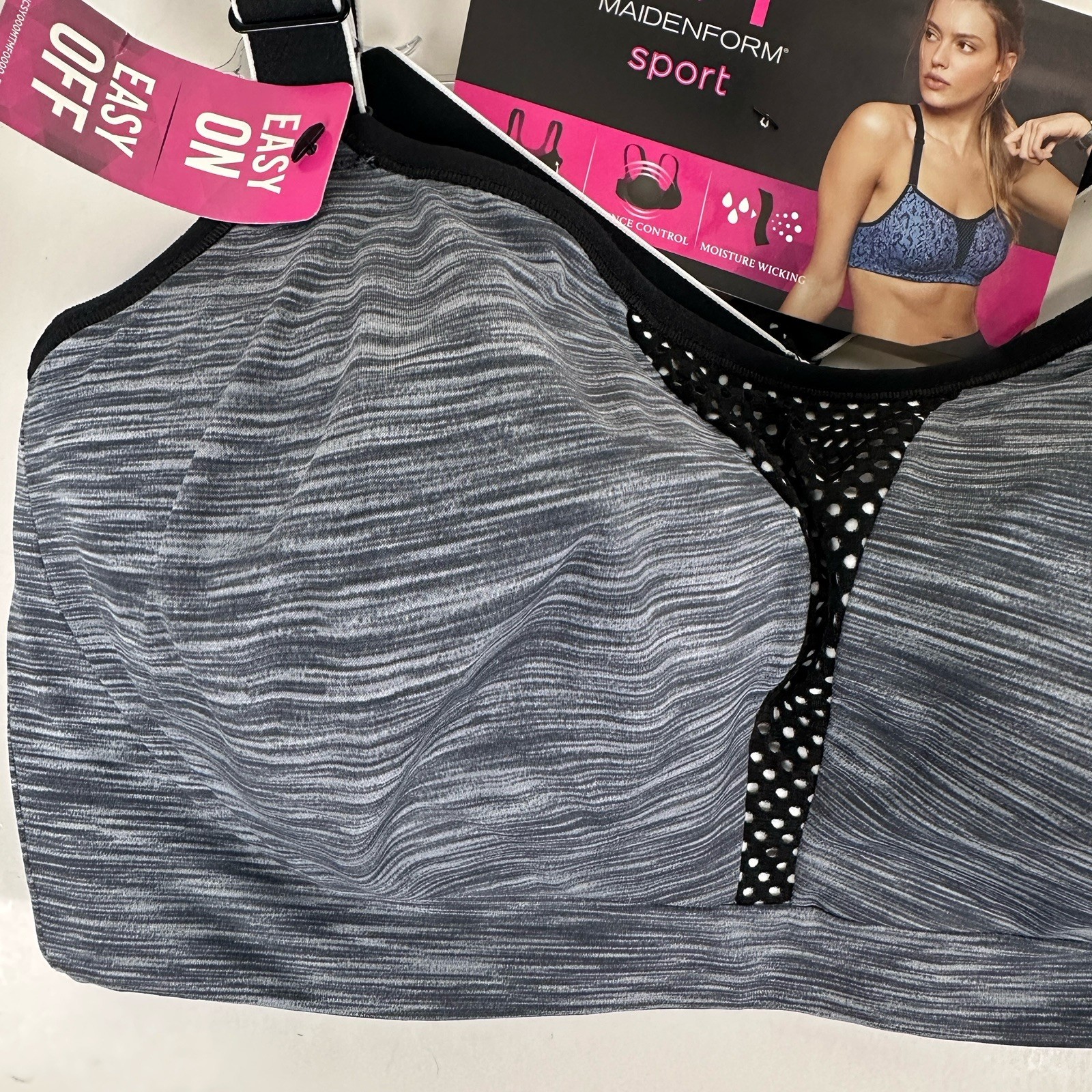 Maidenform DM7989 Ultimate Med Impact Sports Bra Crossback UW Womens 34DD Gray