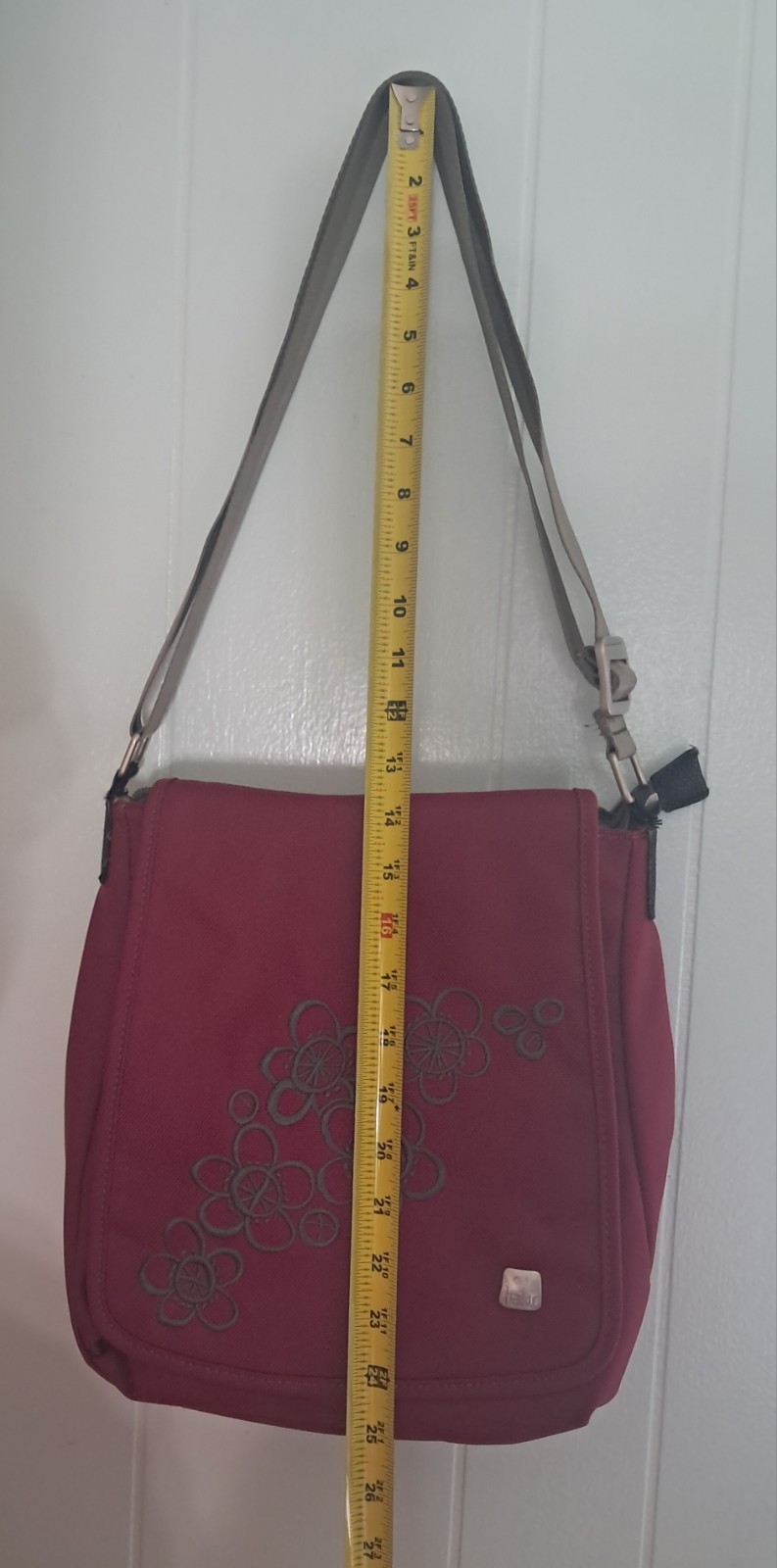 Haiku Jaunt Crossbody Bag Fuchsia Canvas Embroidered Floral Adjustable Straps