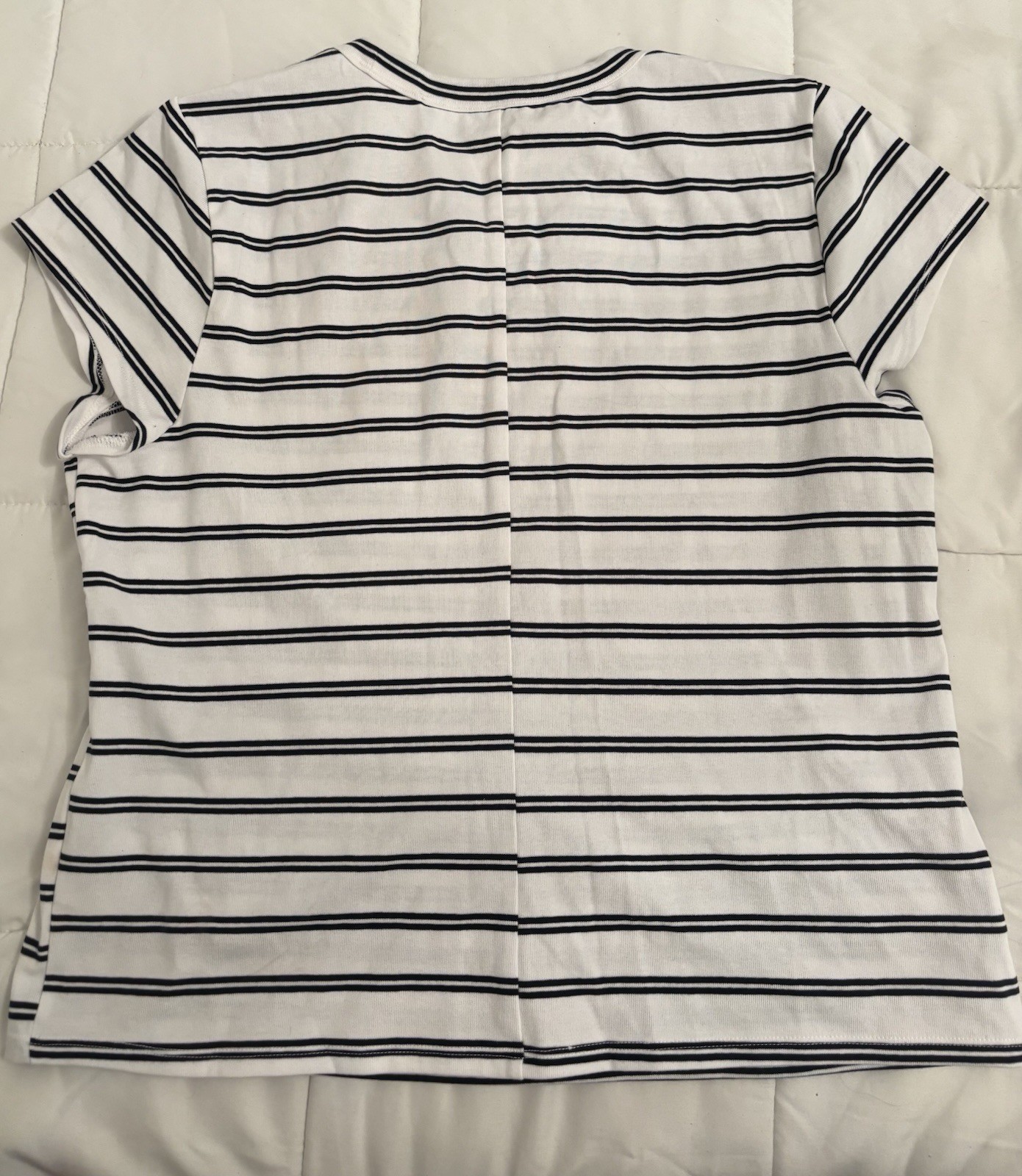 Free Assembly Girls XL (16-18) White/Black Striped Crew Neck Short Sleeve Tee