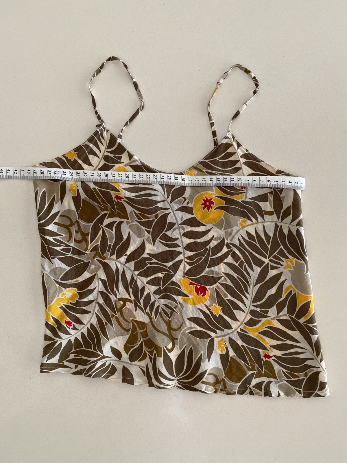 Vintage 90s Fenn Wright & Manson 100% silk Cami Tropical Print bias cut Size S