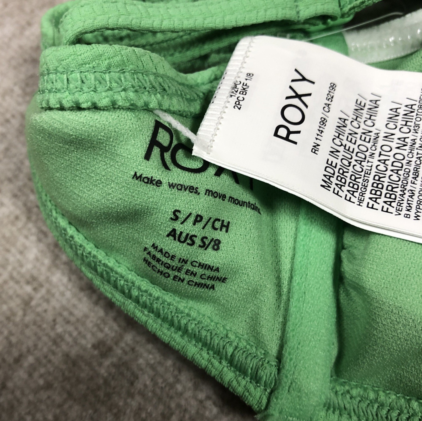 ROXY Color Jam Bikini Set Small UK 8 Absinthe Green 34A 32B 30C 2-Piece Swimwear