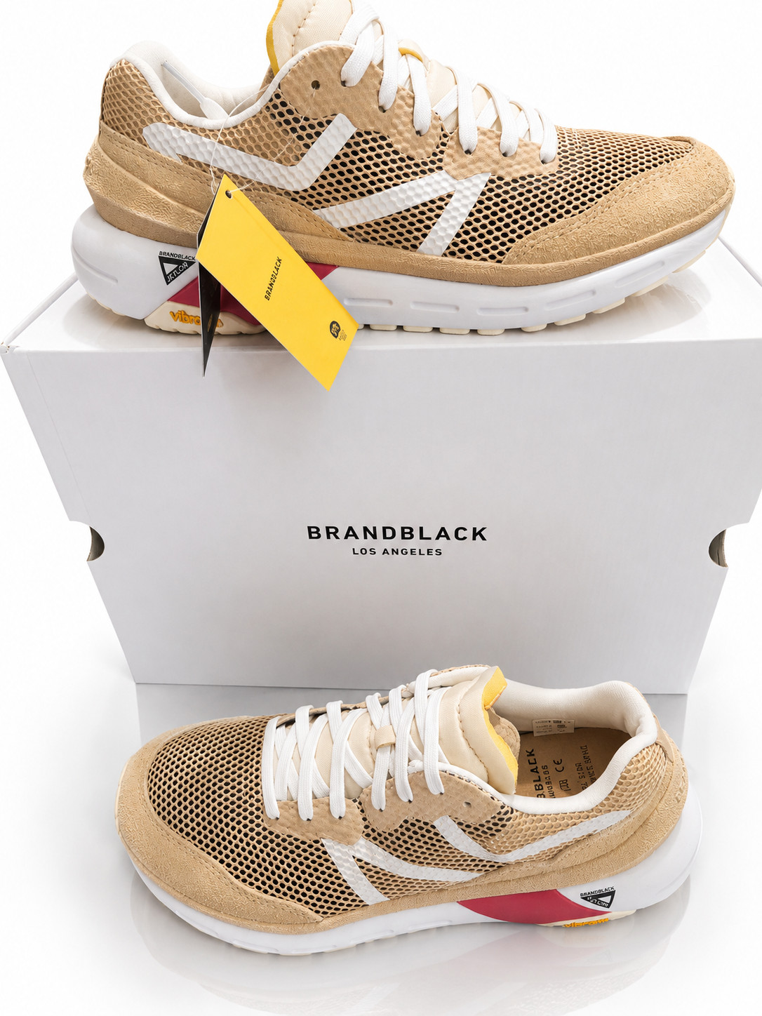BrandBlack Model 2125 Performance Spec Sneakers Men’s 8.5 Beige Vibram Running S
