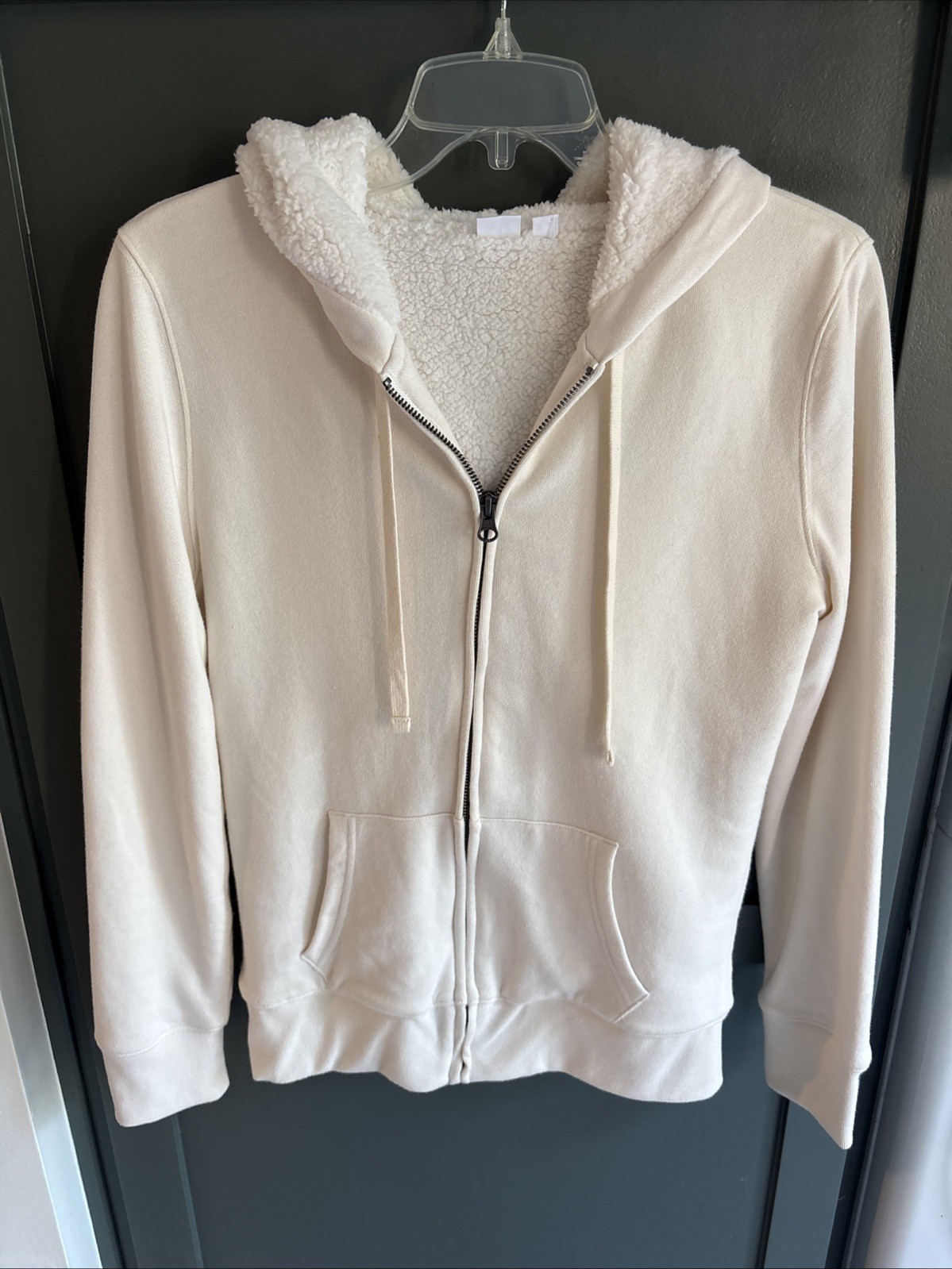 Gap Zip Up Hoodie Ivory Sherpa Lining XS New Without Tags