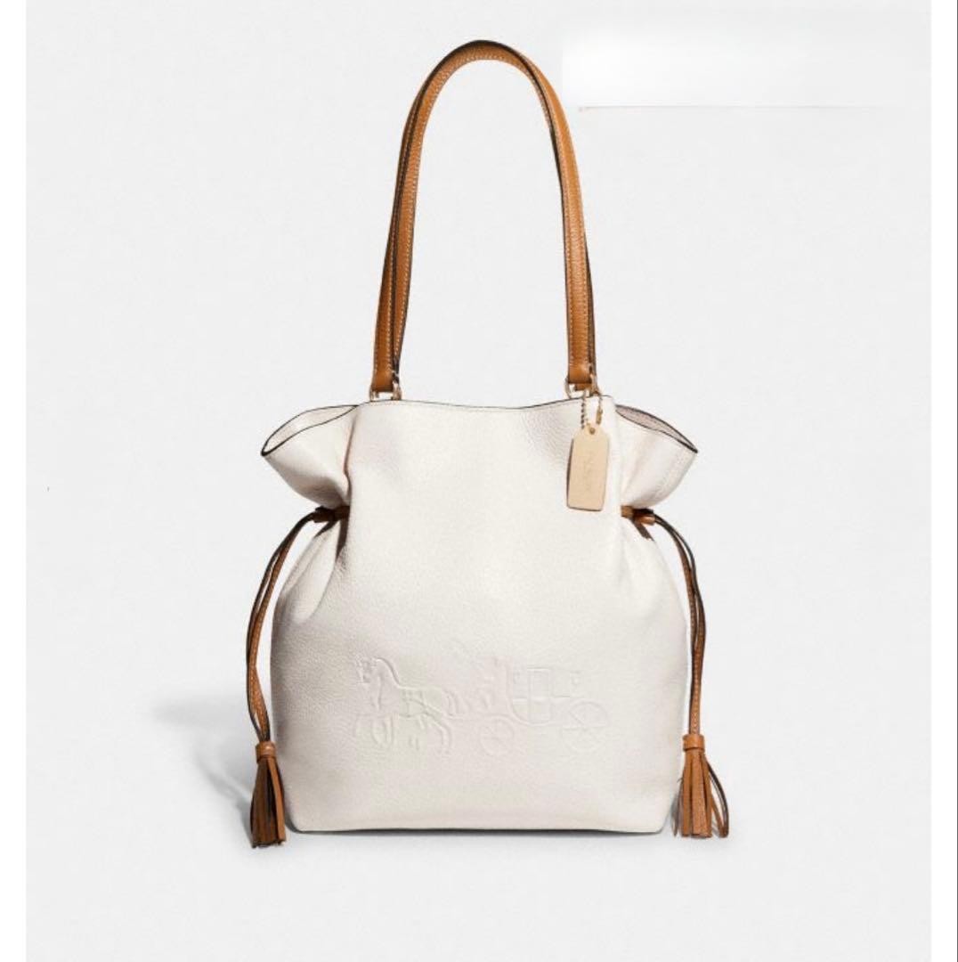 Excellent Condition COACH Andy Tote Bag Horse and Carriage White from Japan