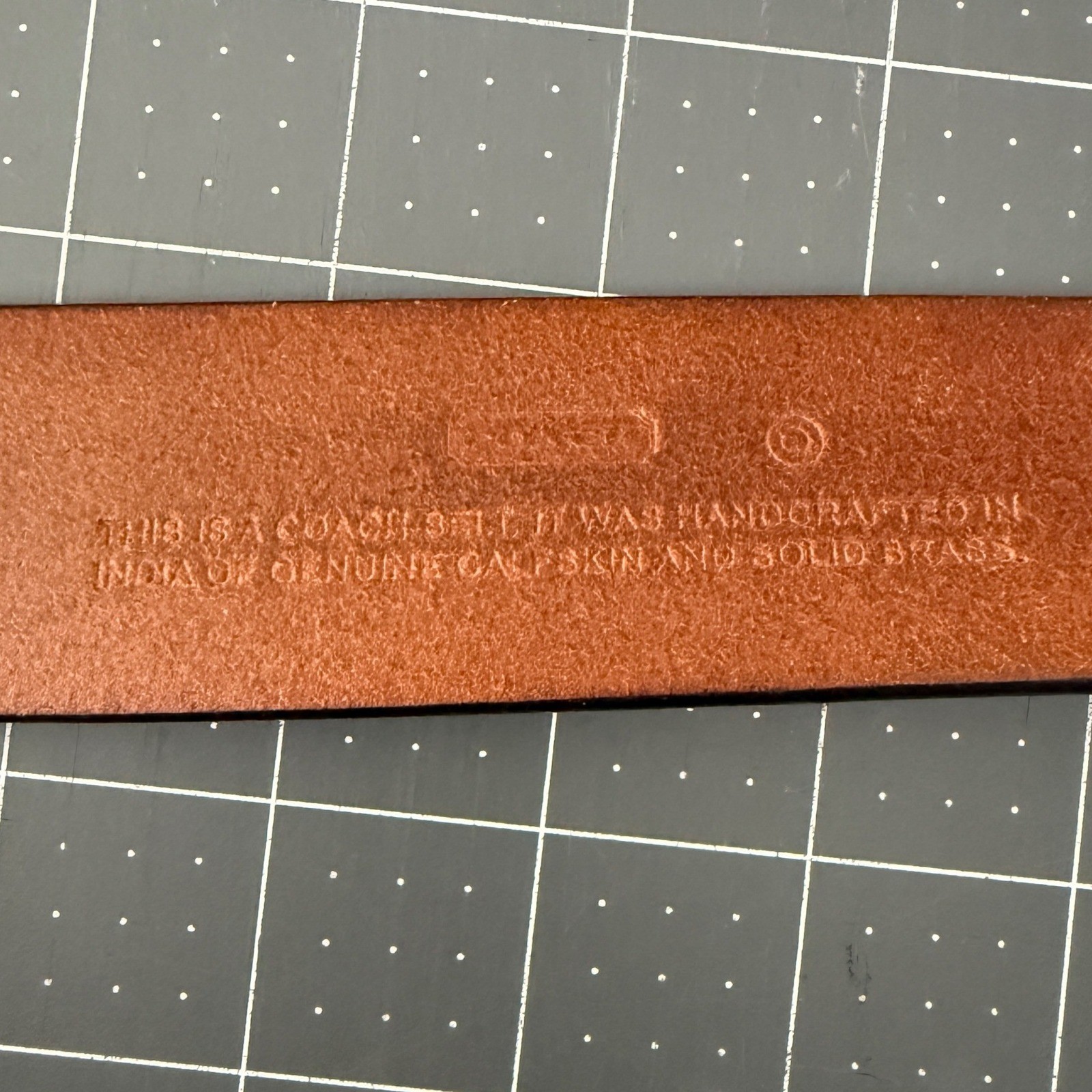 Coach Mens 42 105cm Saddle Tan Calfskin Leather Belt Solid Brass Buckle Preppy